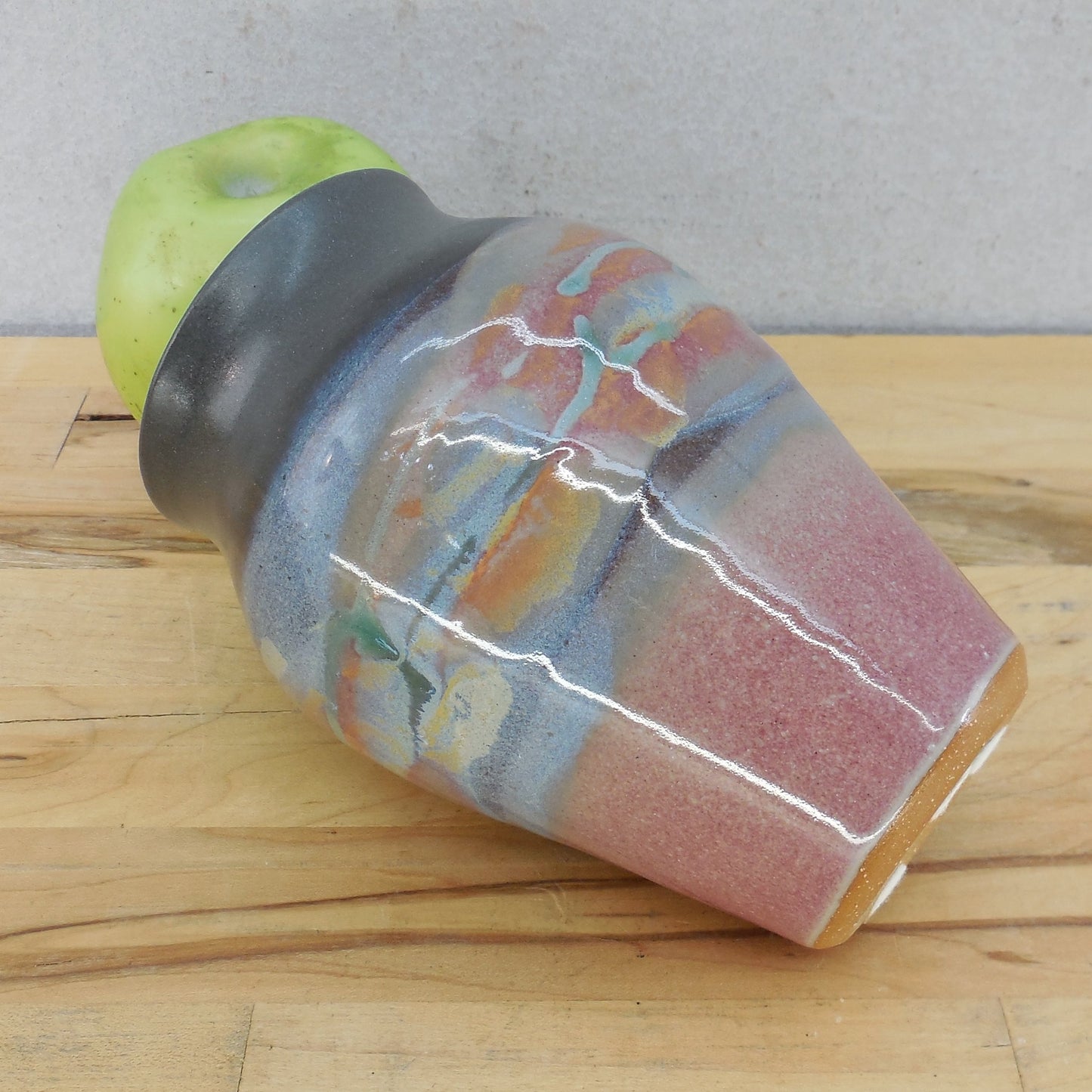 Frank DiGangi Studio Art Pottery Vase 5.75" Red Blue Used