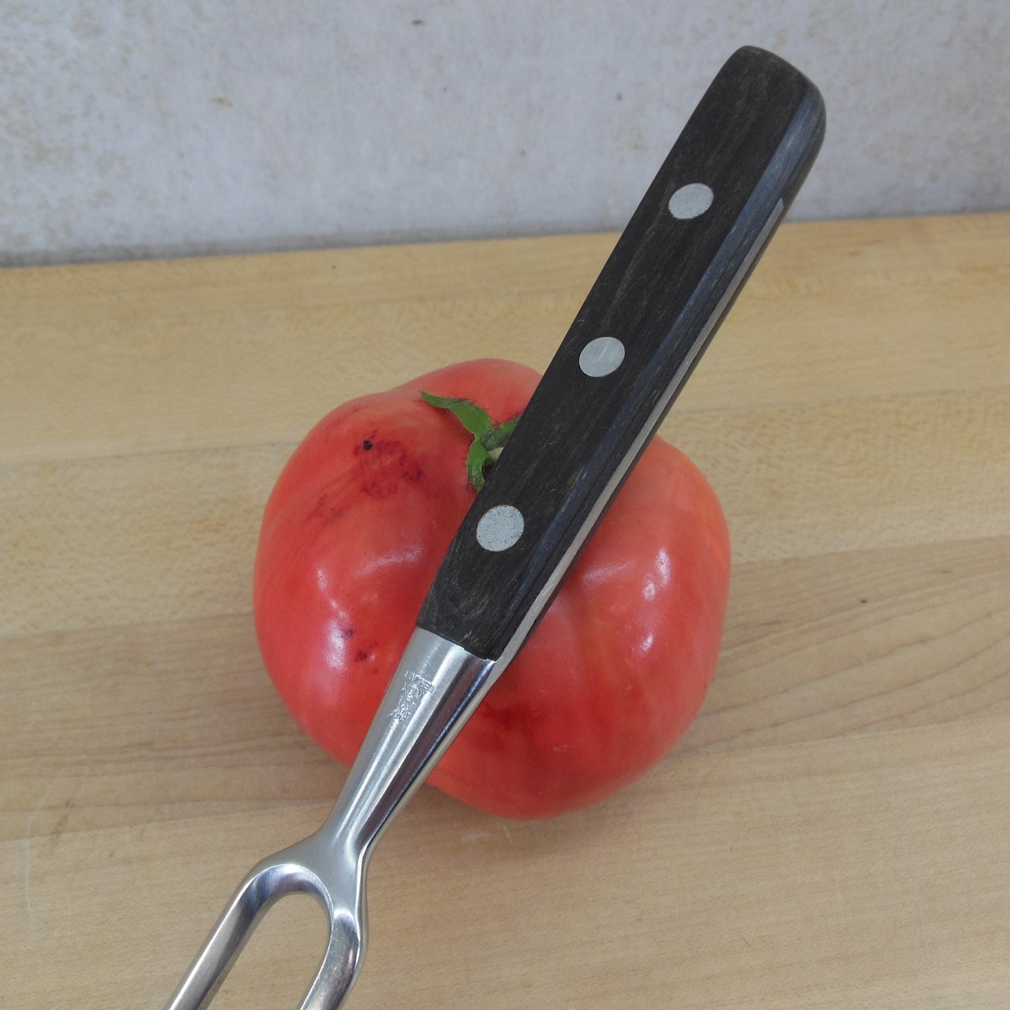 J.A. Henckels Germany Inox Stainless Steel Carving Fork Wood Handle vintage
