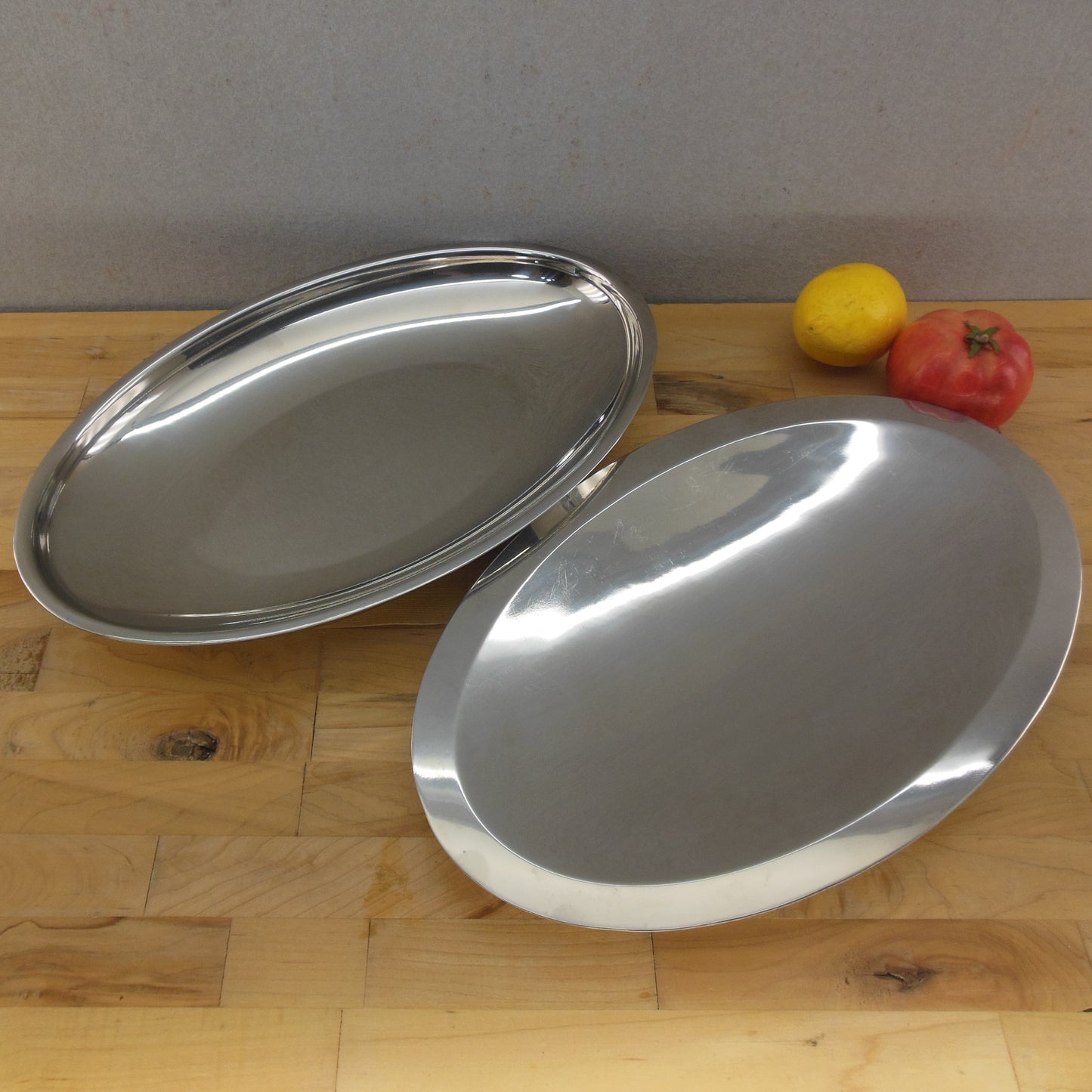 Frontgate Hot/Cold Stainless Appetizer Meat Serving Tray Oval 16" Two Piece