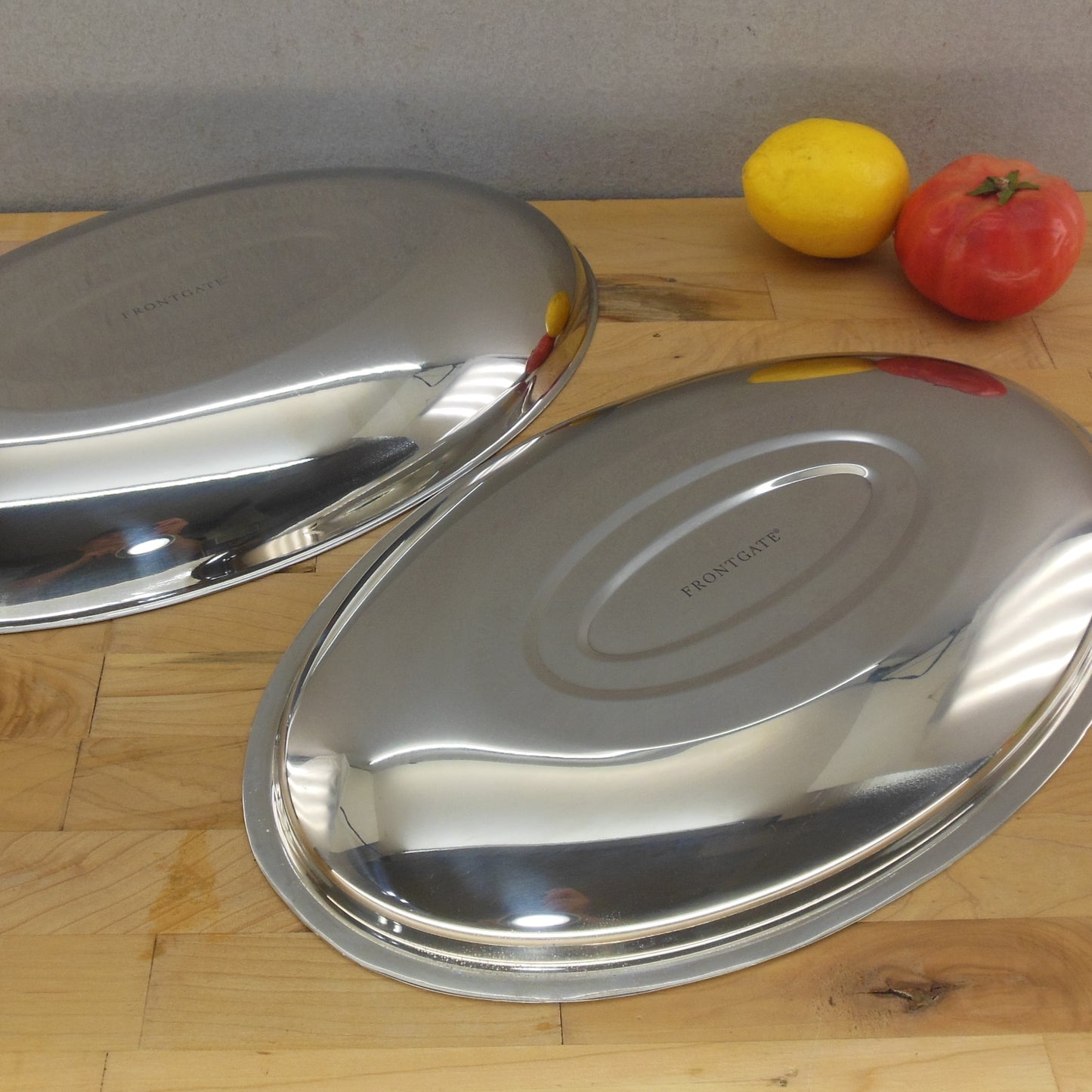 Frontgate Hot/Cold Stainless Appetizer Meat Serving Tray Oval 16" Discontinued