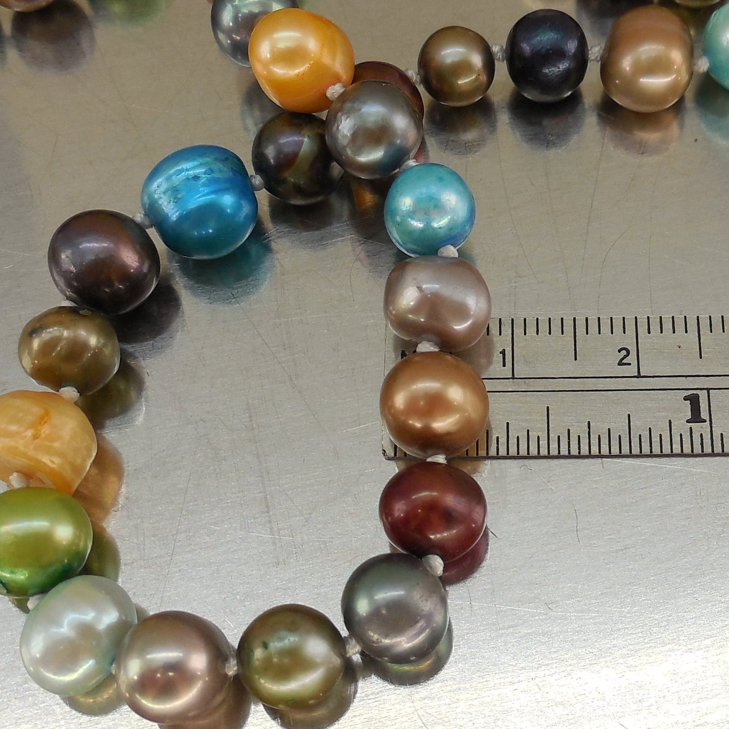 Unbranded Dyed Multicolor Fresh Water Pearl Bead Necklace 18" Size