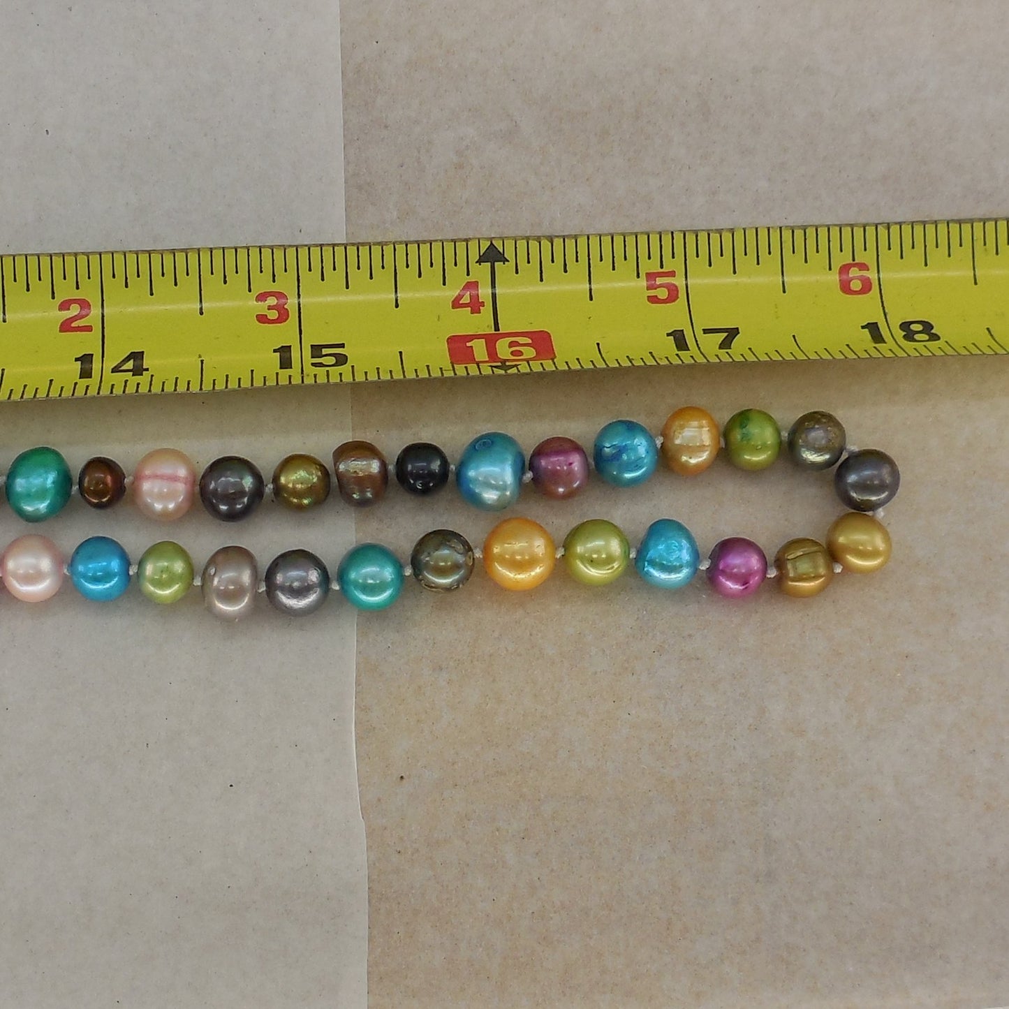 Unbranded Dyed Multicolor Fresh Water Pearl Bead Necklace 18" Doubled