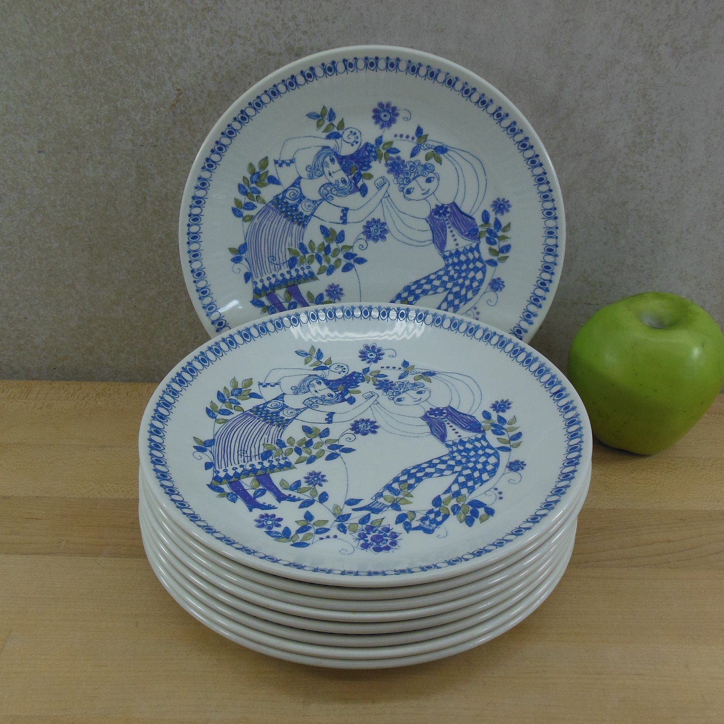 Figgjo Norway Lotte Turi Design - 9 Salad Plates Girl Boy