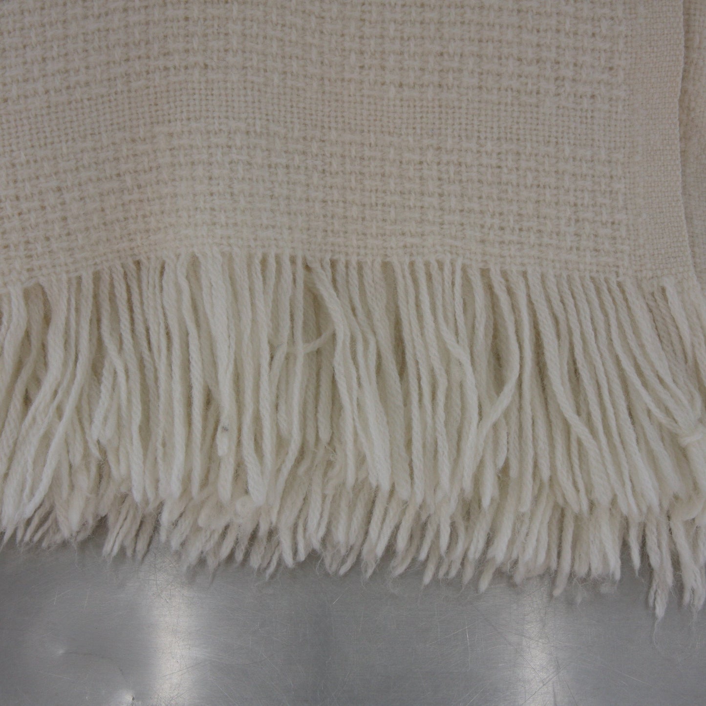 Vintage Faribo Wool Blend Ivory Color Throw Monogram "D" 46 X 50