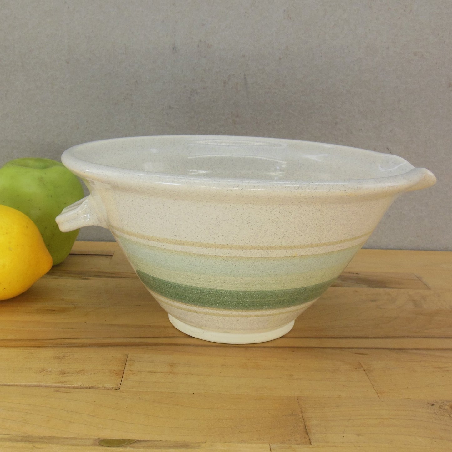 David Greenbaum Studio Pottery Batter Mixing Bowl Green Stripes