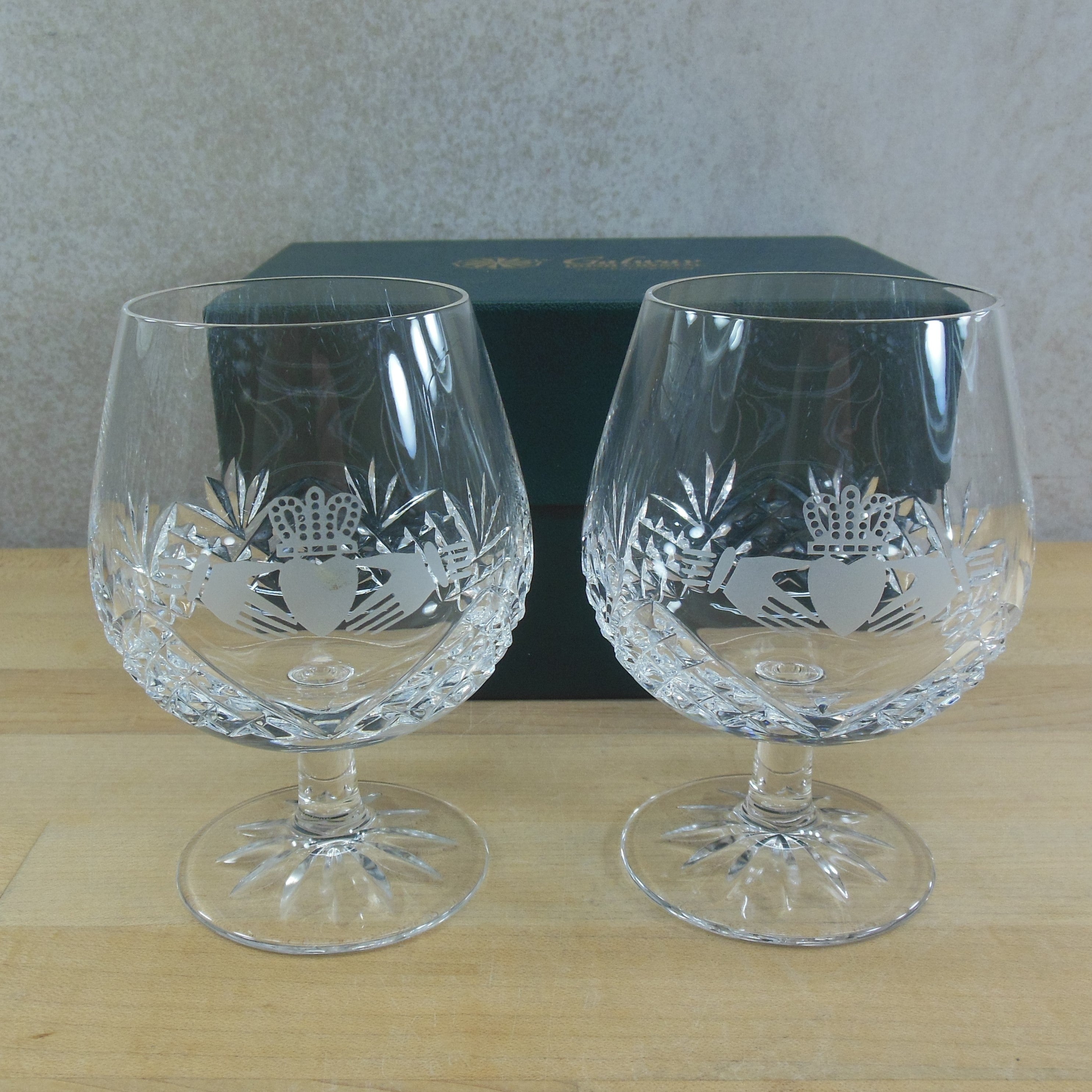Galway Irish Crystal Claddagh Brandy Snifters Boxed Heart Hands Crown –  Olde Kitchen & Home