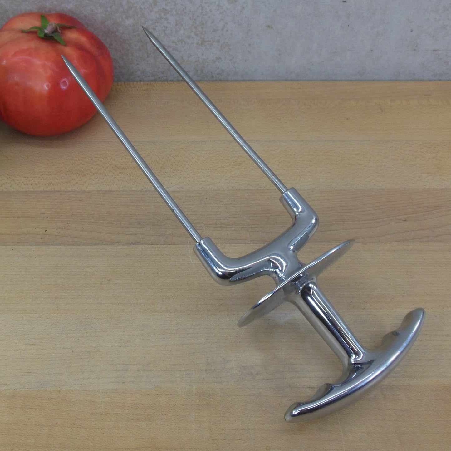 Gerity Carve-ette Roast Holder Meat Carving Fork Chrome vintage