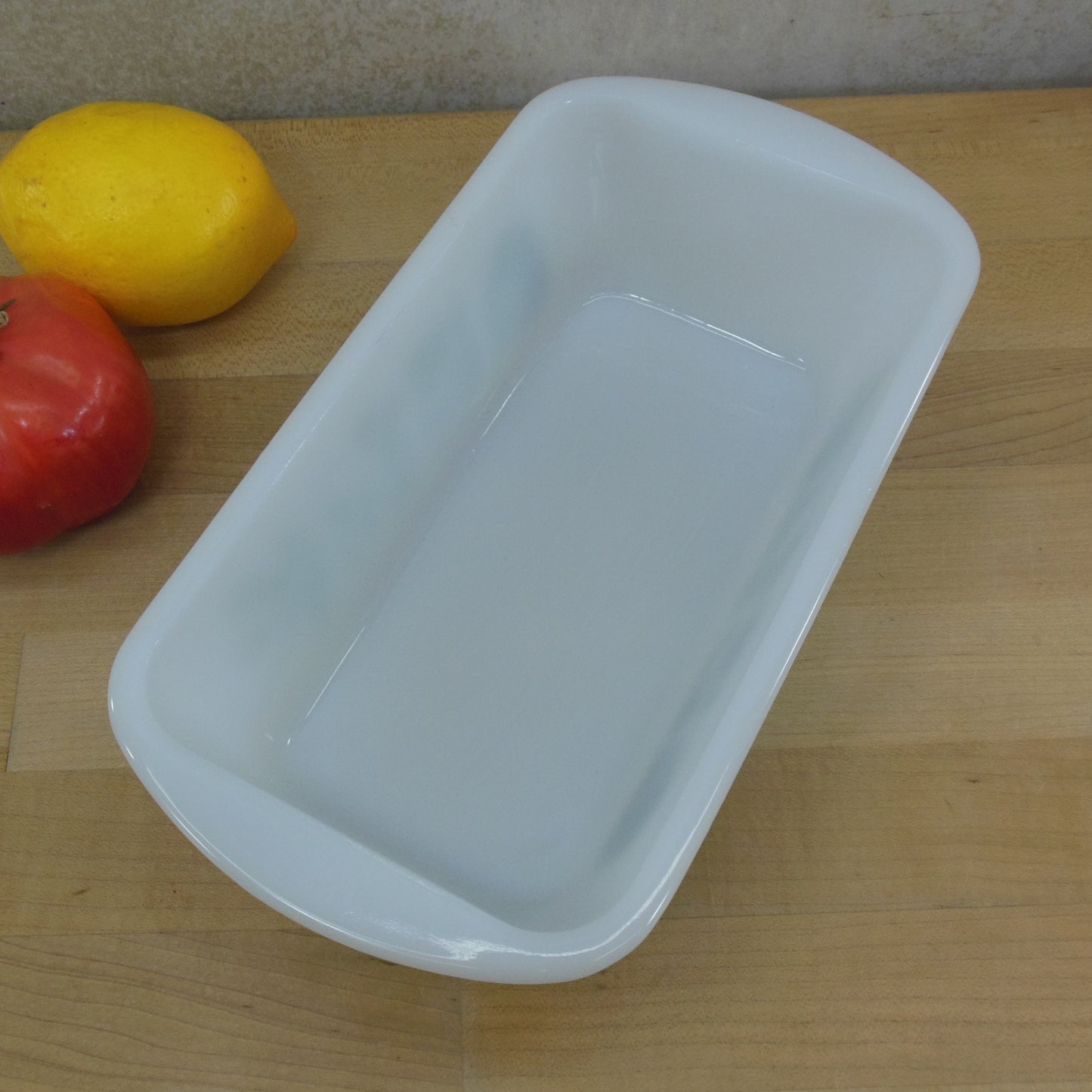 Glasbake USA Green Herbs Meat Loaf Bread Pan Dish Green White vintage
