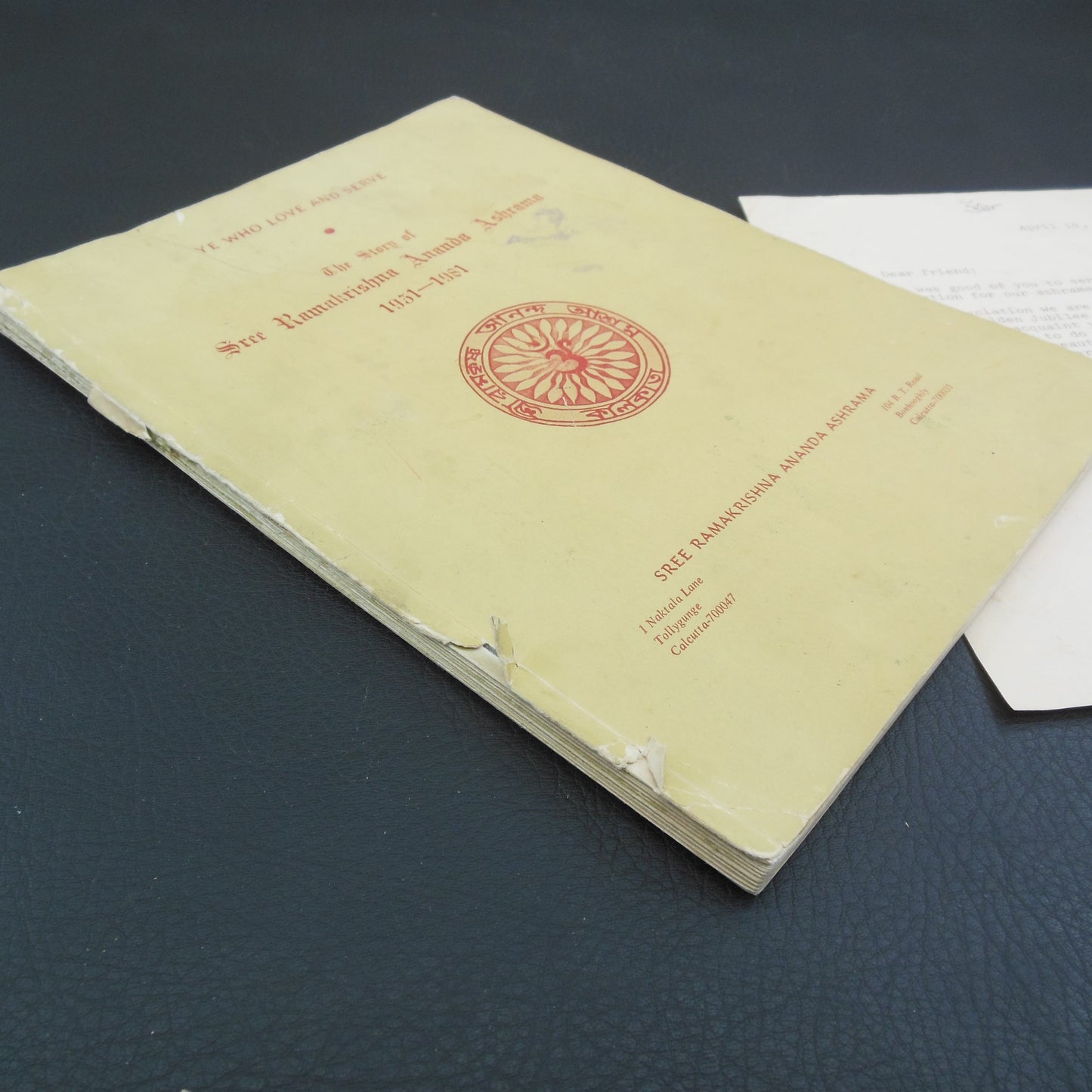 The Story of Sree Ramakrishna Ananda Ashrama 1931-1981 Book - Gayatri Devi Signed Letter soft cover