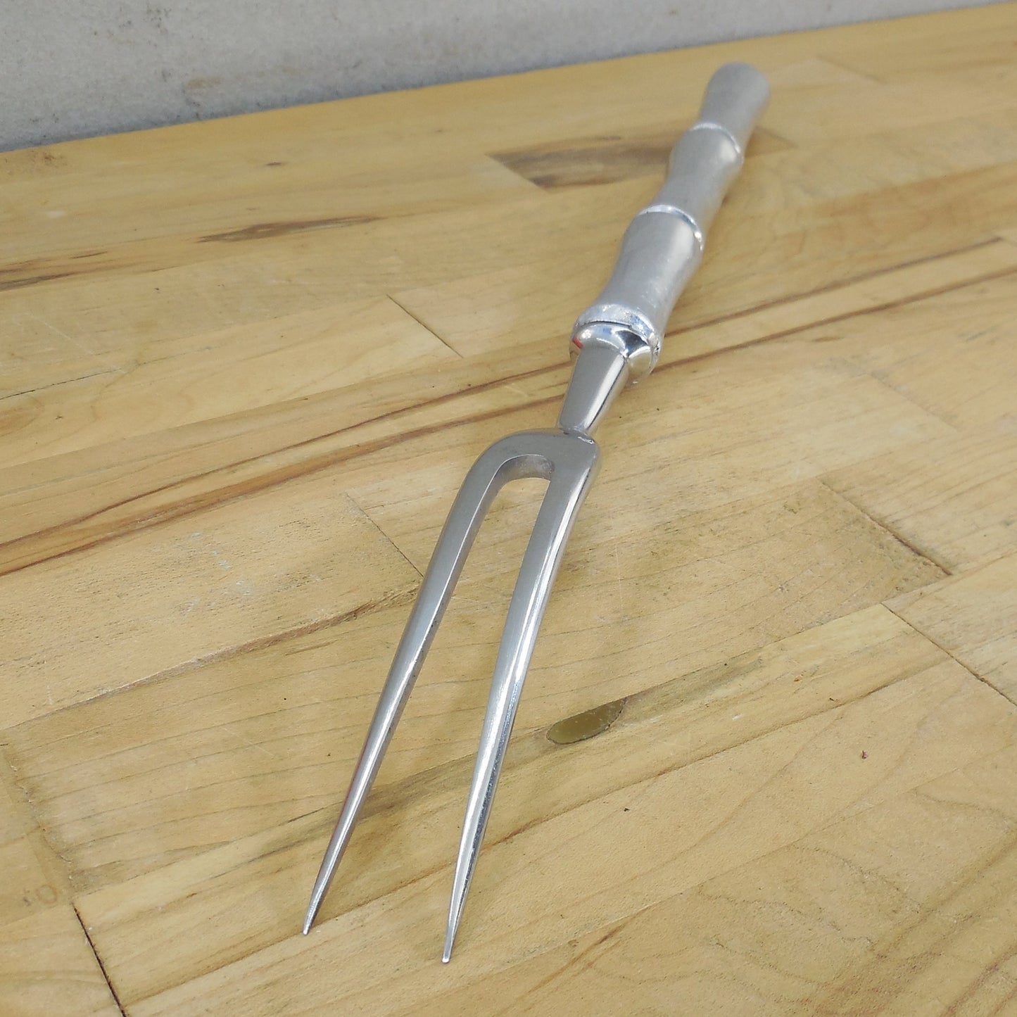 Unbranded Germany Stainless Bamboo Aluminum Handle Carving Fork 14" Used