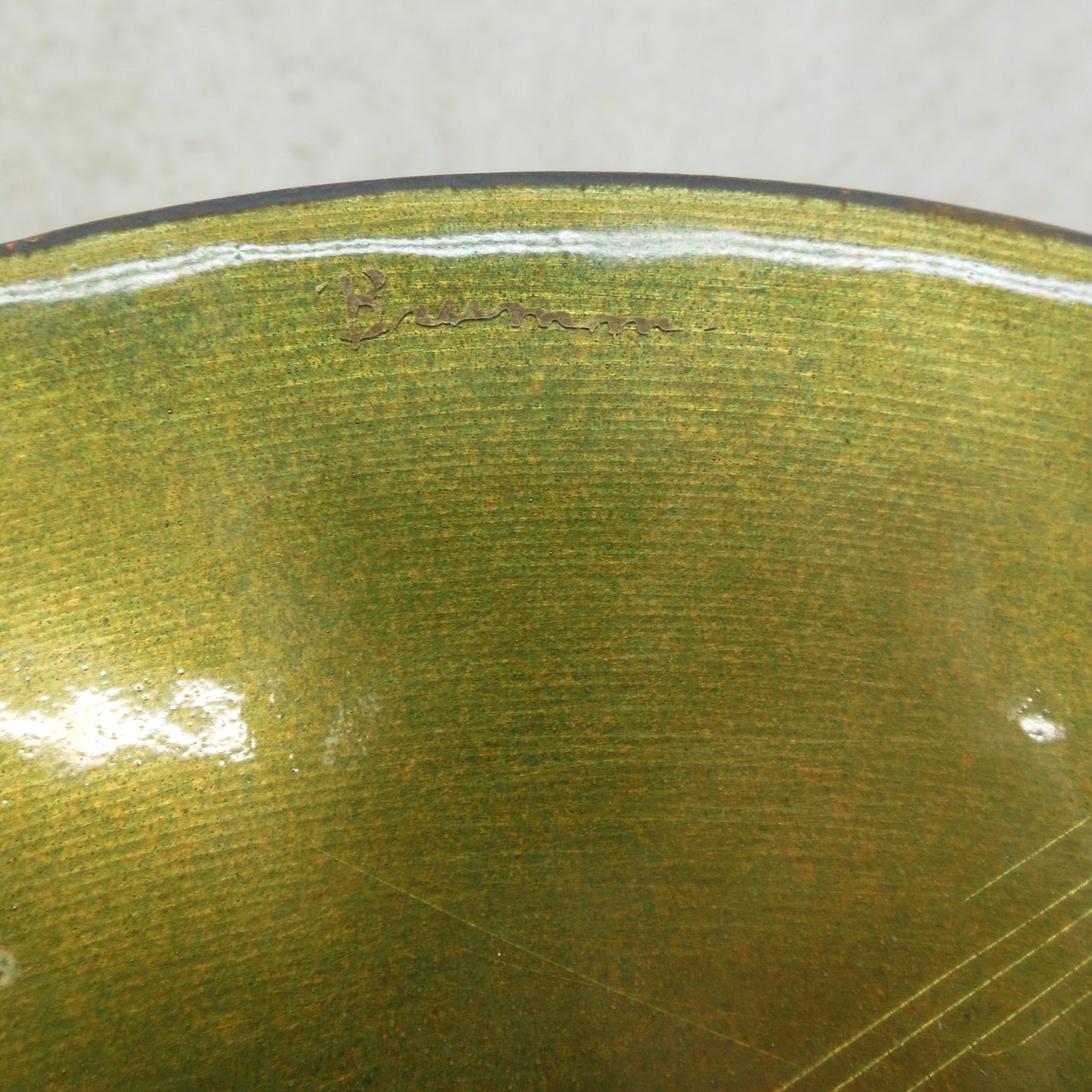 Norman Brumm Enamel Copper Dish Art Plate 2 Geese Signed