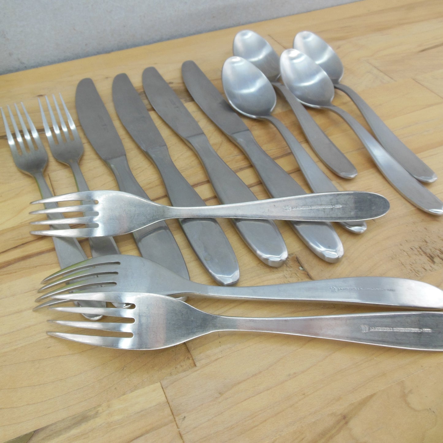 J.A. Henckels Gem Satin Stainless Flatware Lot 13 Pieces Fork Spoon Knife Signed