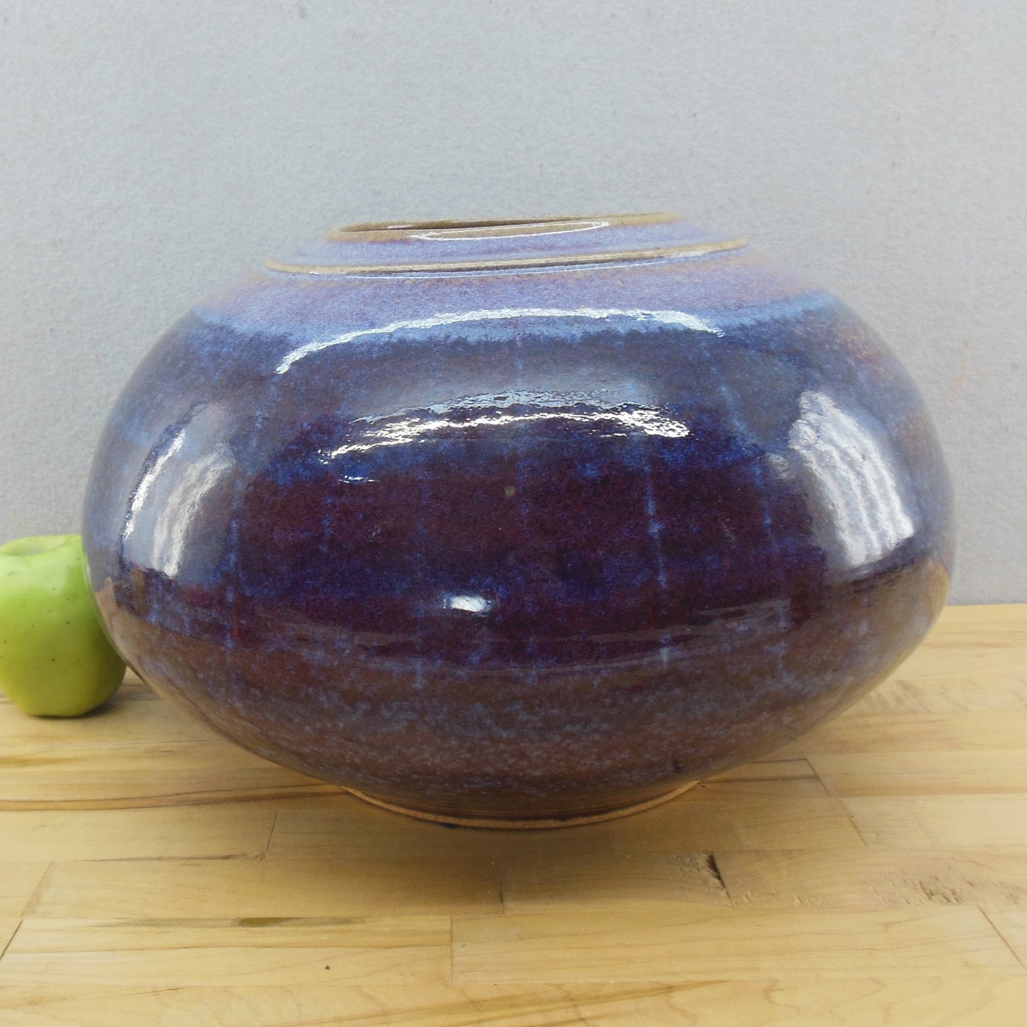 Geoffrey Healy? 2000 Signed Pottery Large Moon Jar Vase 8.5" 13" Vintage
