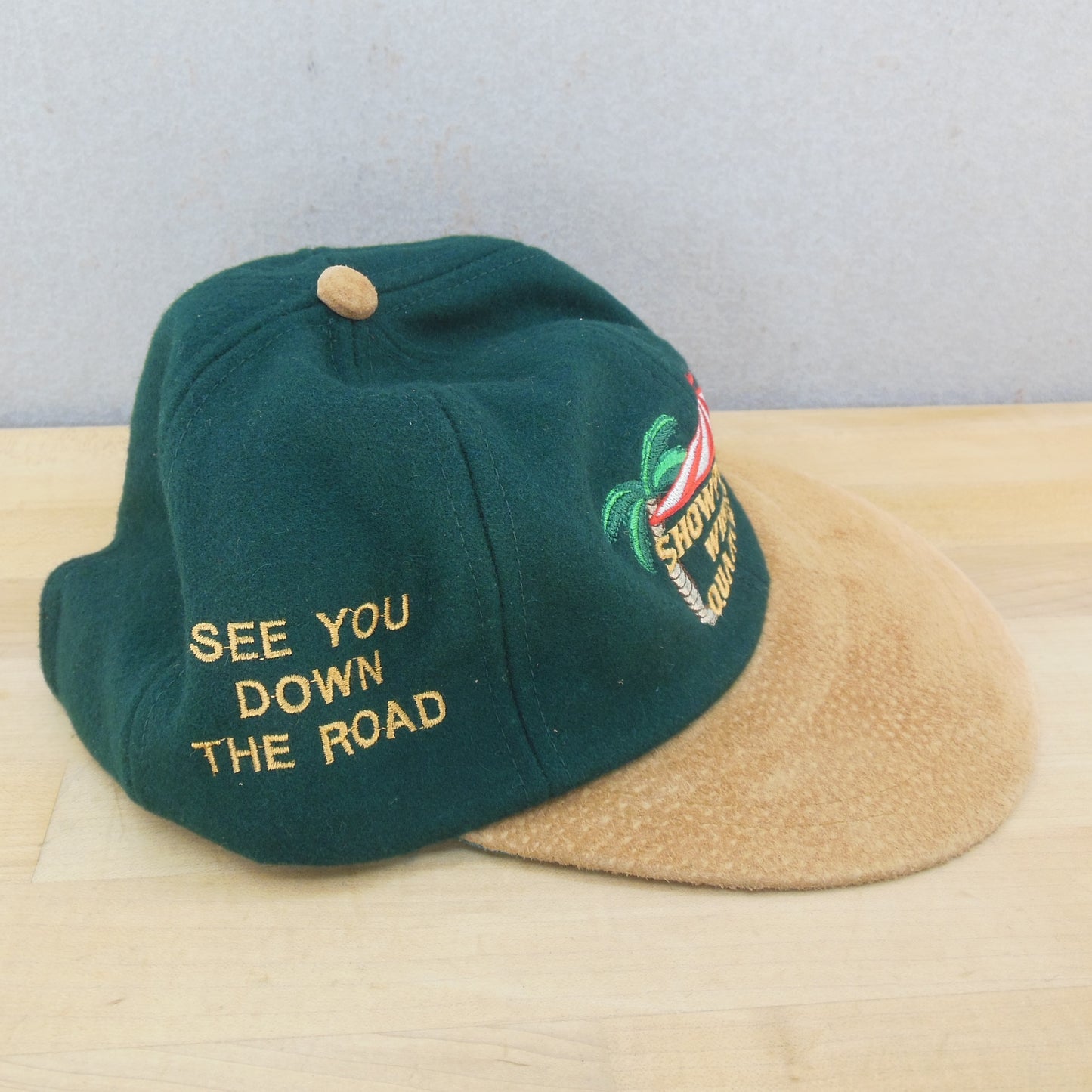 Show Peoples's Winter Quarters Sarasota FL Cap Hat - Green Gold NOS New See You Down The Road