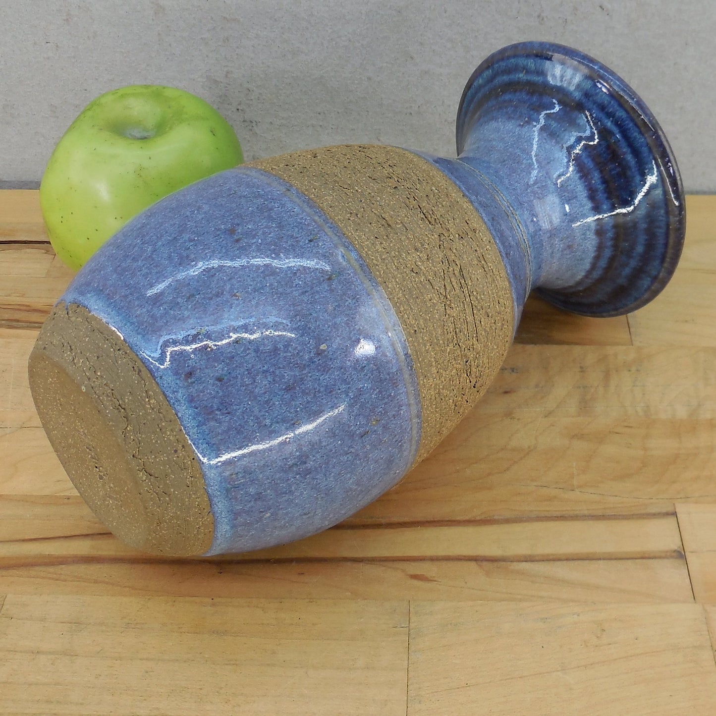 Geoff Walsh Signed Pottery 8.25" Vase Blue Purple Incised