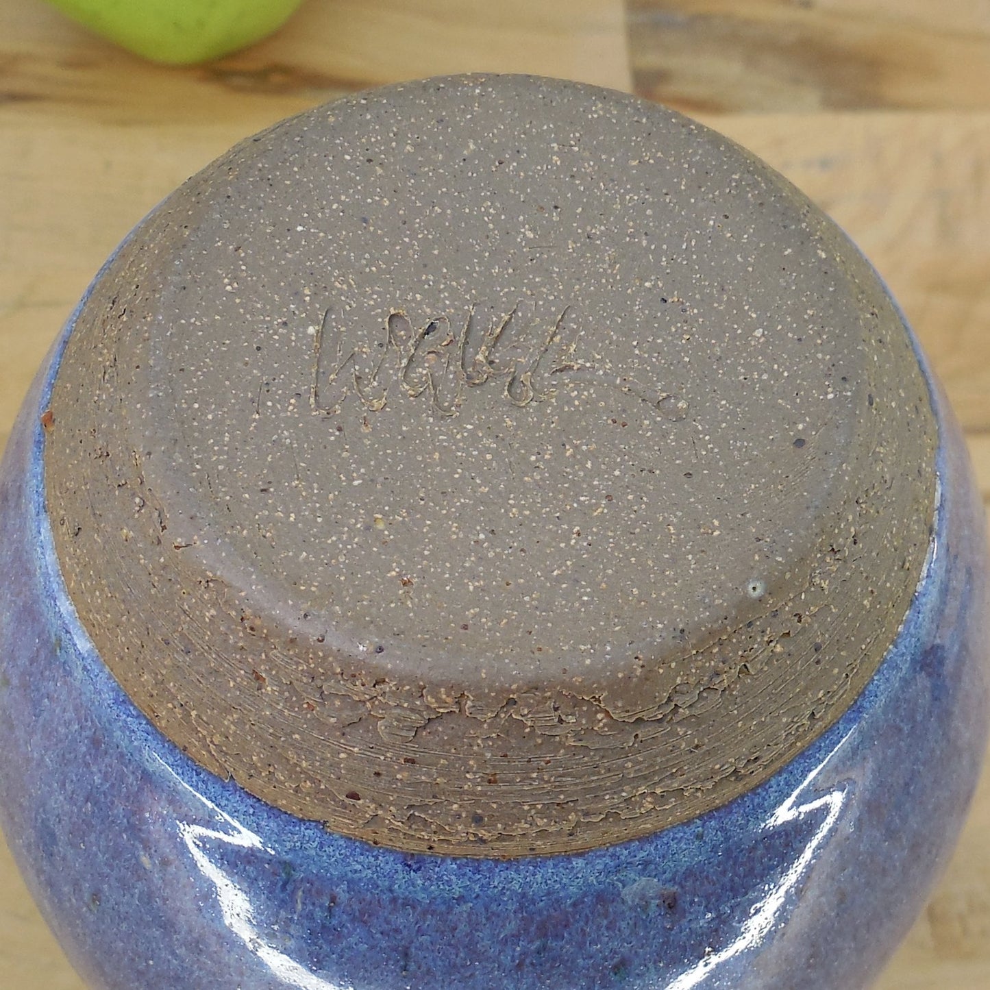 Geoff Walsh Signed Pottery 8.25" Vase Blue Purple Incised