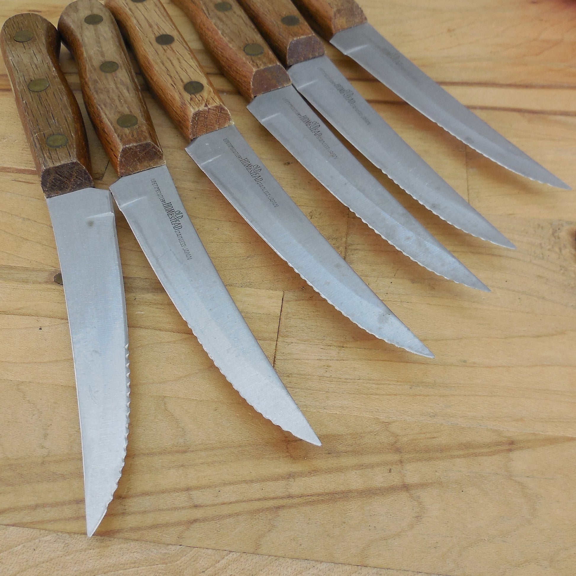 Lifetime Cutlery Old Homestead Japan Serrated Stainless Steak Knife 6 Set Used