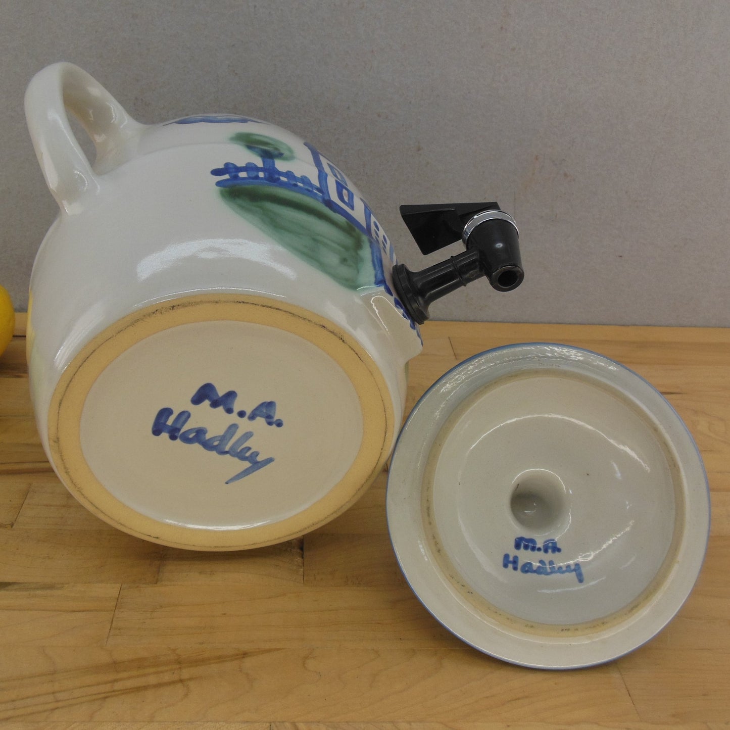 M.A. Hadley Pottery Farm House Beverage Water Cooler Dispenser Crock Signed