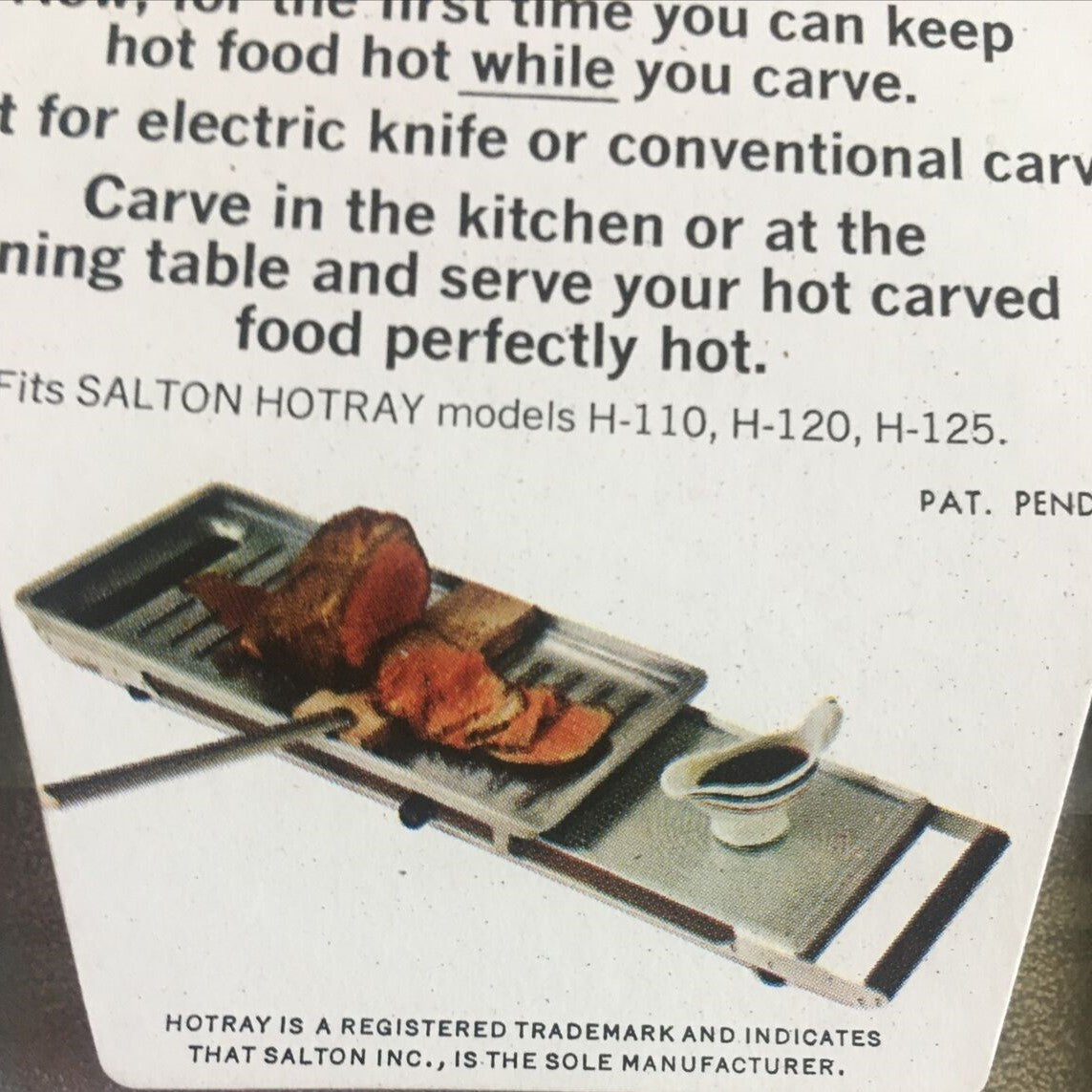 Salton Hotray USA Aluminum B-1 Hot-Slice Carving Board for H110 H120 H125 Ad