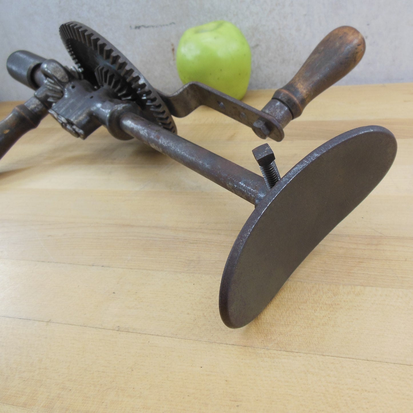 Antique OVB Hibbard Spencer Bartlett & Co. No. 80 Hand Crank Breast Drill Shoulder Stock