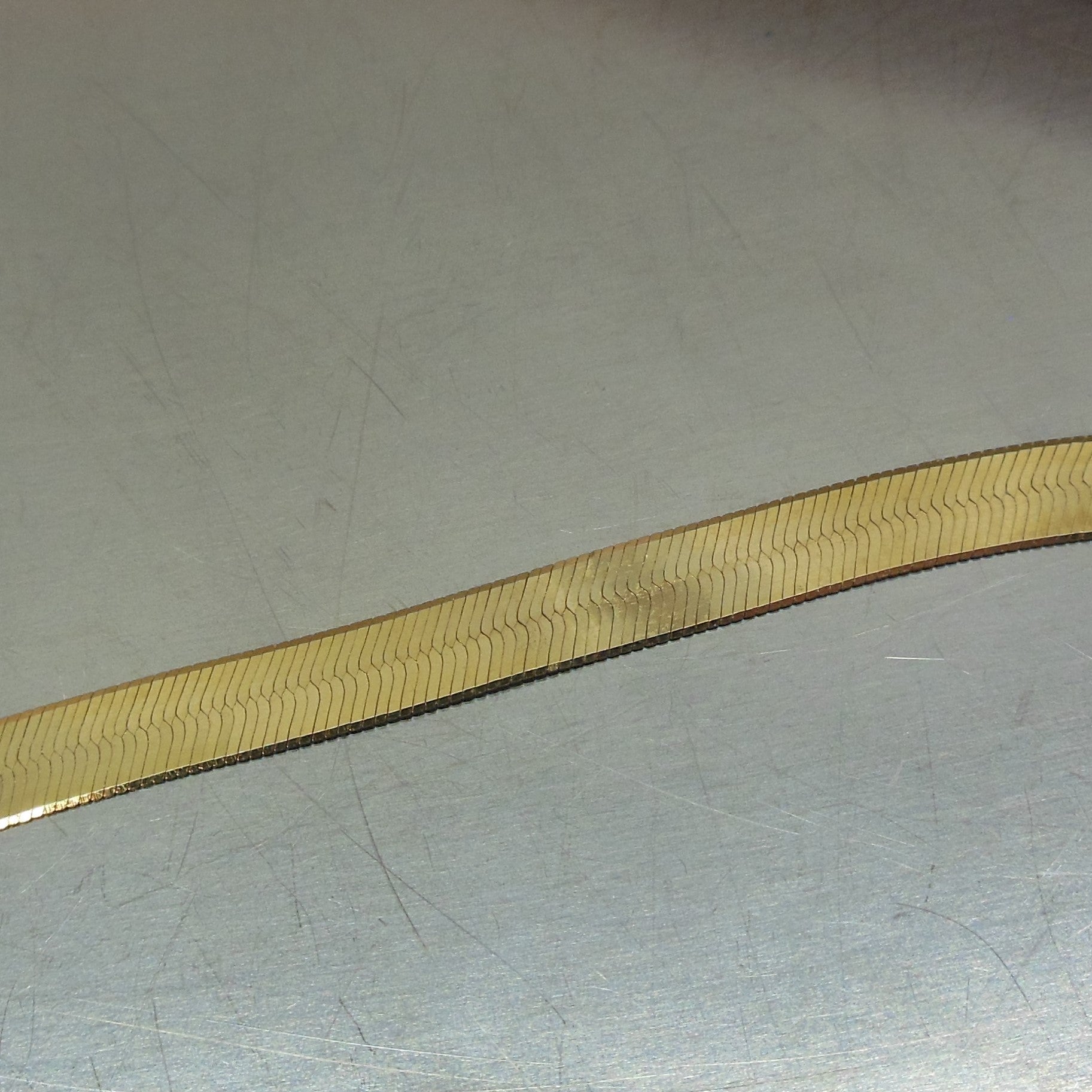 Italian 14K Yellow Gold Flat Herringbone Bracelet 6.75" - Discounted vintage