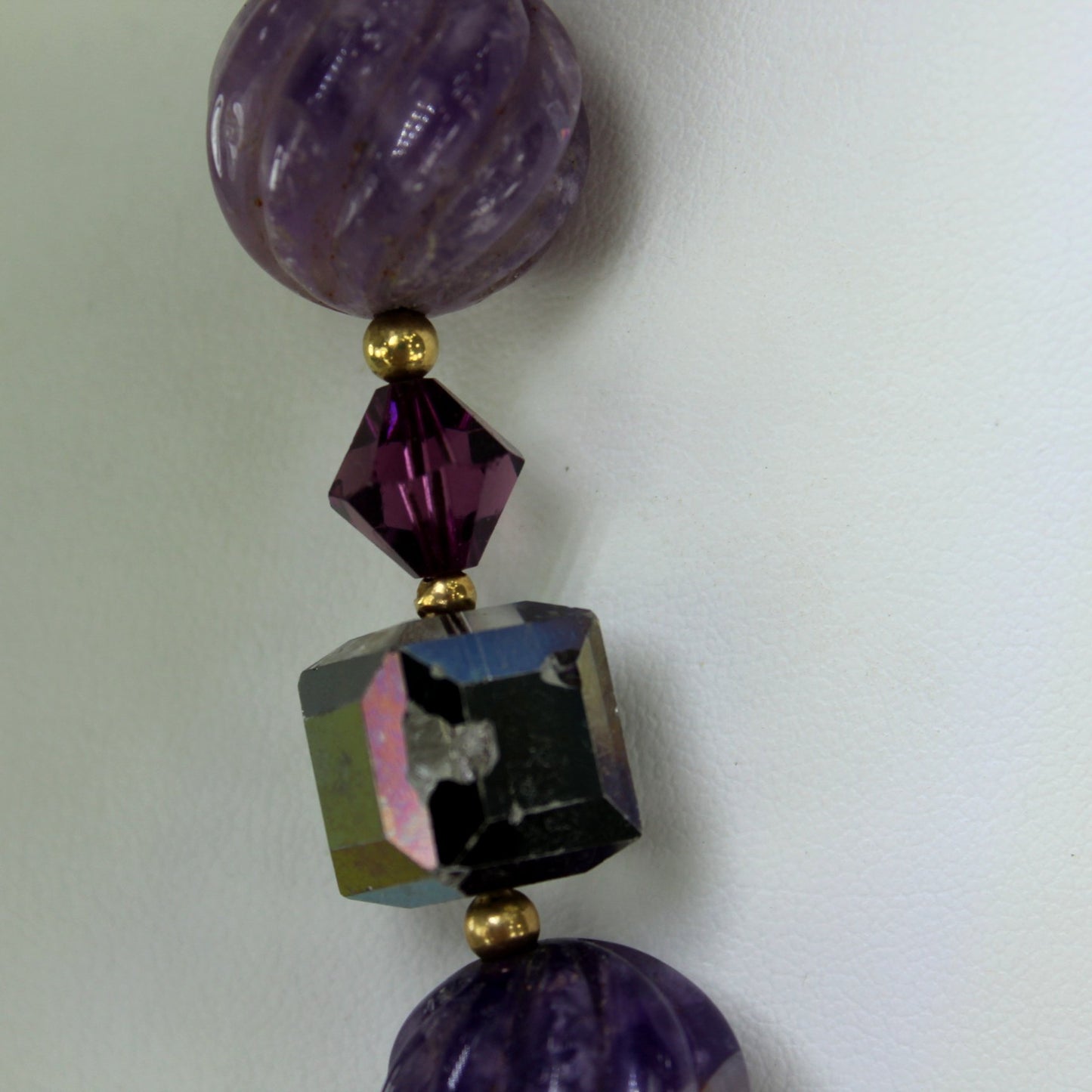 Brilliant Purple Bead Necklace Iridescent Cube Possible Brighton chip to 1 cube bead