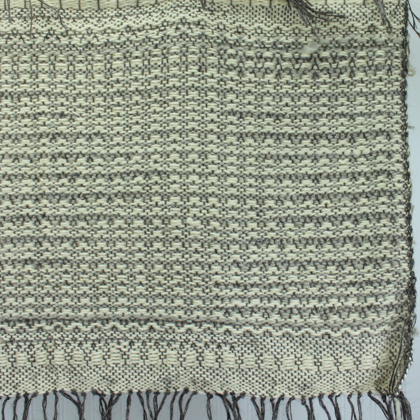 Artisan Hand Loomed Wool Wall Hanging Estate Unused Vintage closeup back of wall hanging