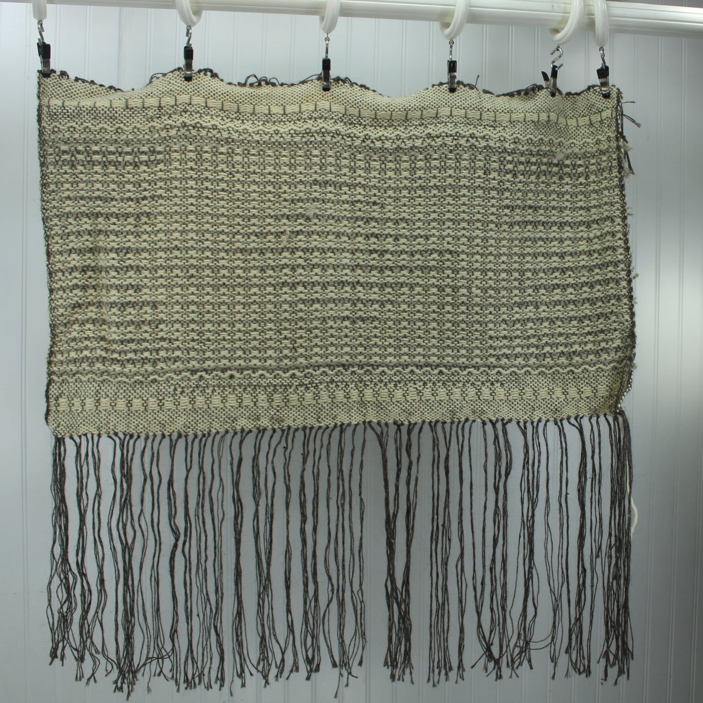 Artisan Hand Loomed Wool Wall Hanging Estate Unused Vintage reverse side