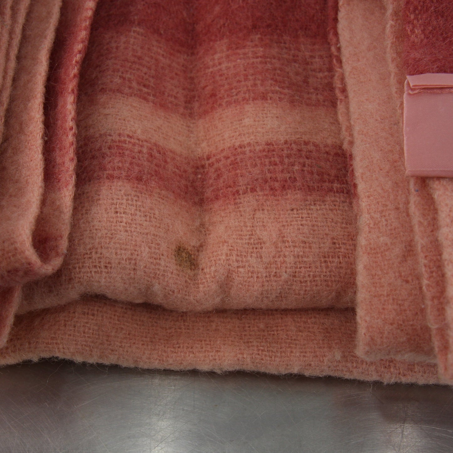 Vintage Pale Pink Dusty Rose Striped Wool Blanket 5