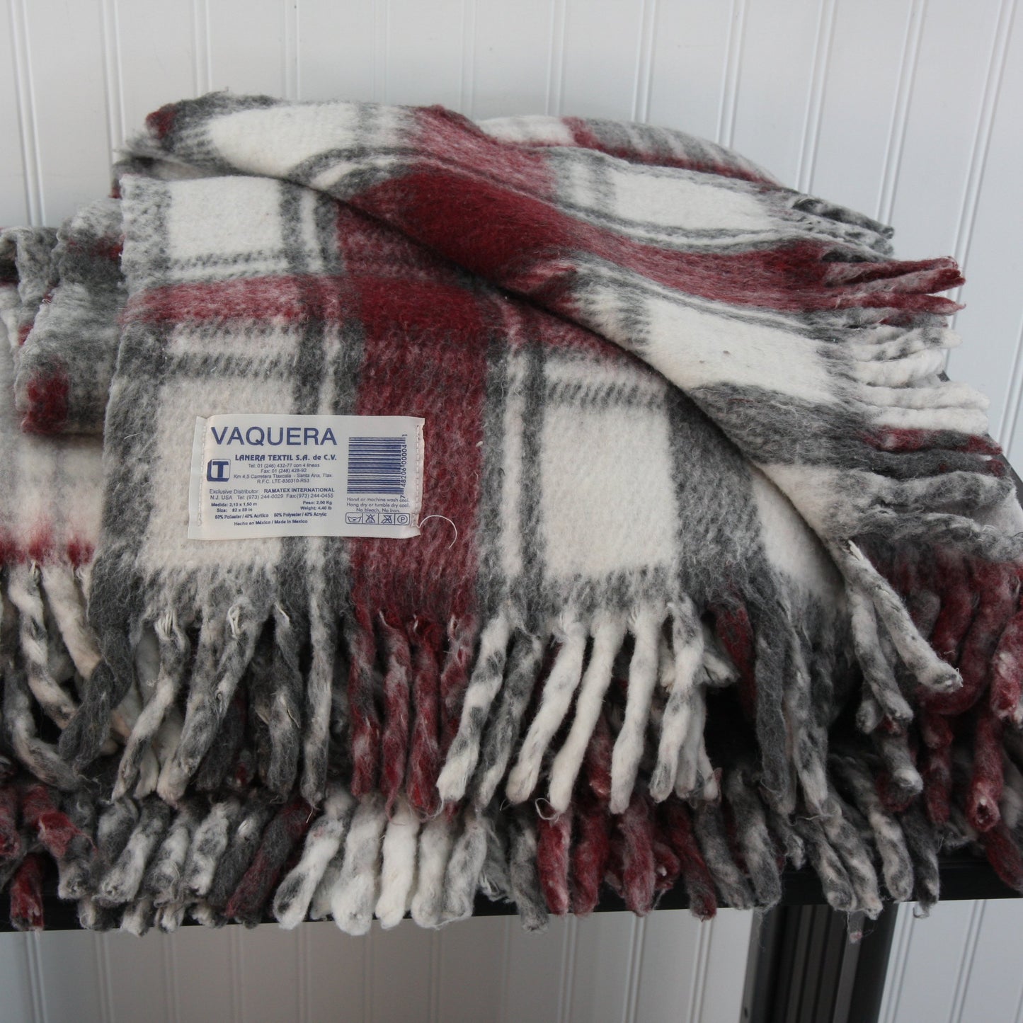 Vaquera Throw Blanket From Lanera Textil Red Gray Plaid 76 X 60