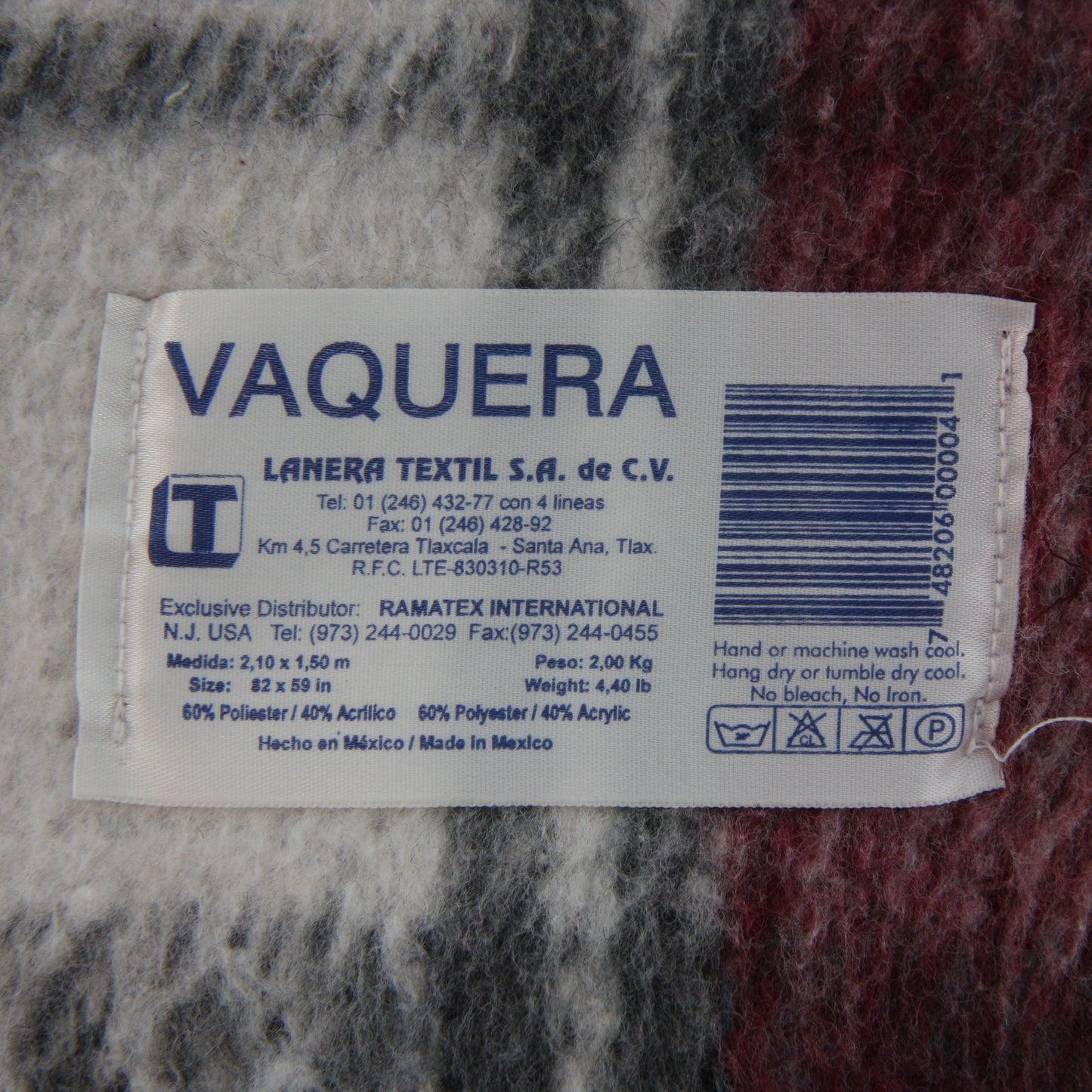 Vaquera Throw Blanket From Lanera Textil Red Gray Plaid 76 X 60
