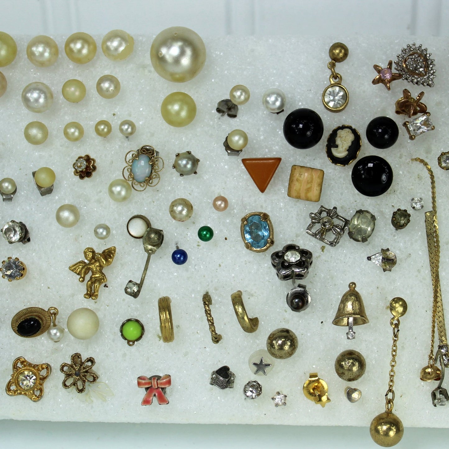 Lot Collection 210 Single Post Earrings Wearables DIY Project Stones Repurpose partial closeup 2