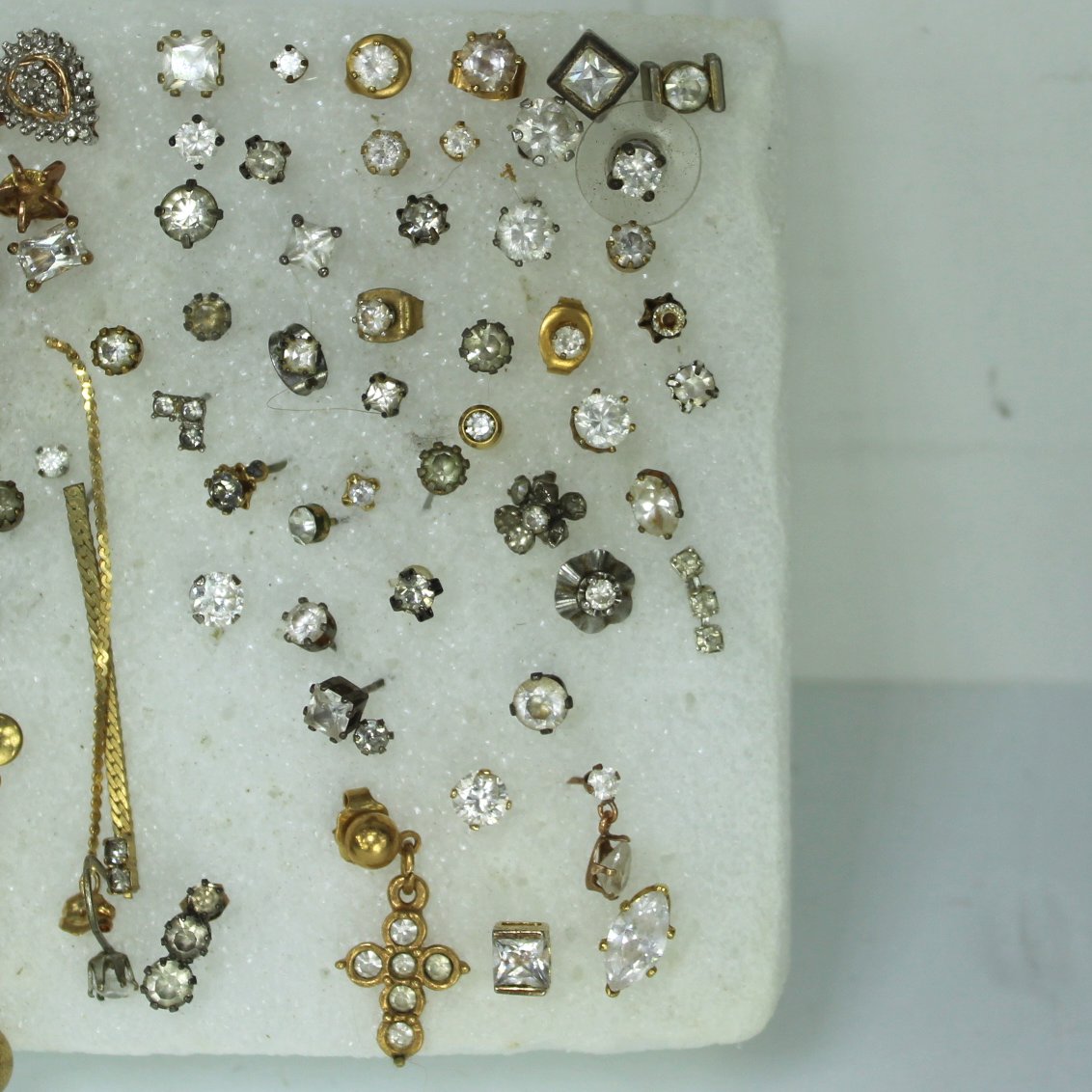 Lot Collection 210 Single Post Earrings Wearables DIY Project Stones Repurpose partial lot close 3