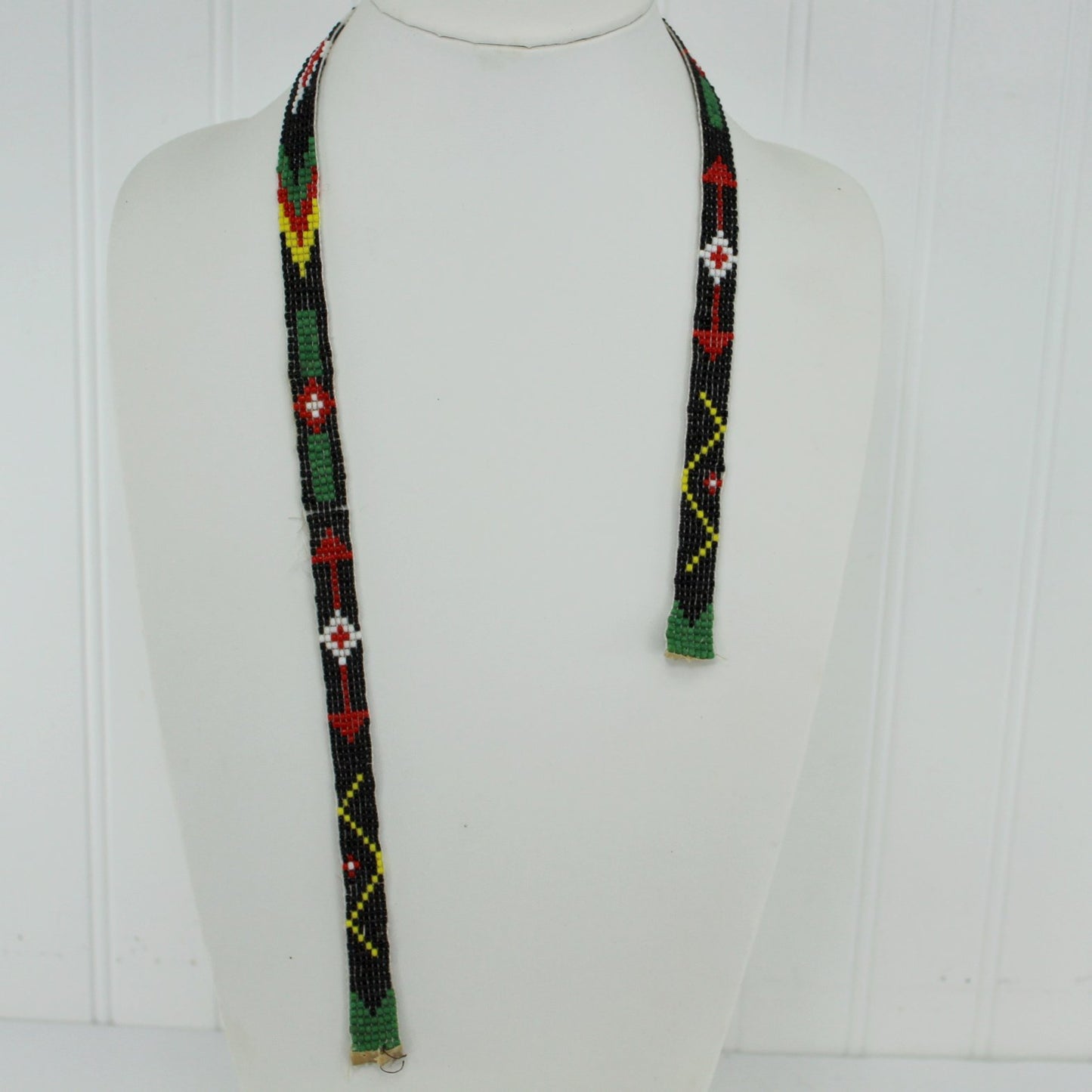 Estate Southwest Native Beaded Thunderbird Necklace Hat 26" Vintage photo on necklace form