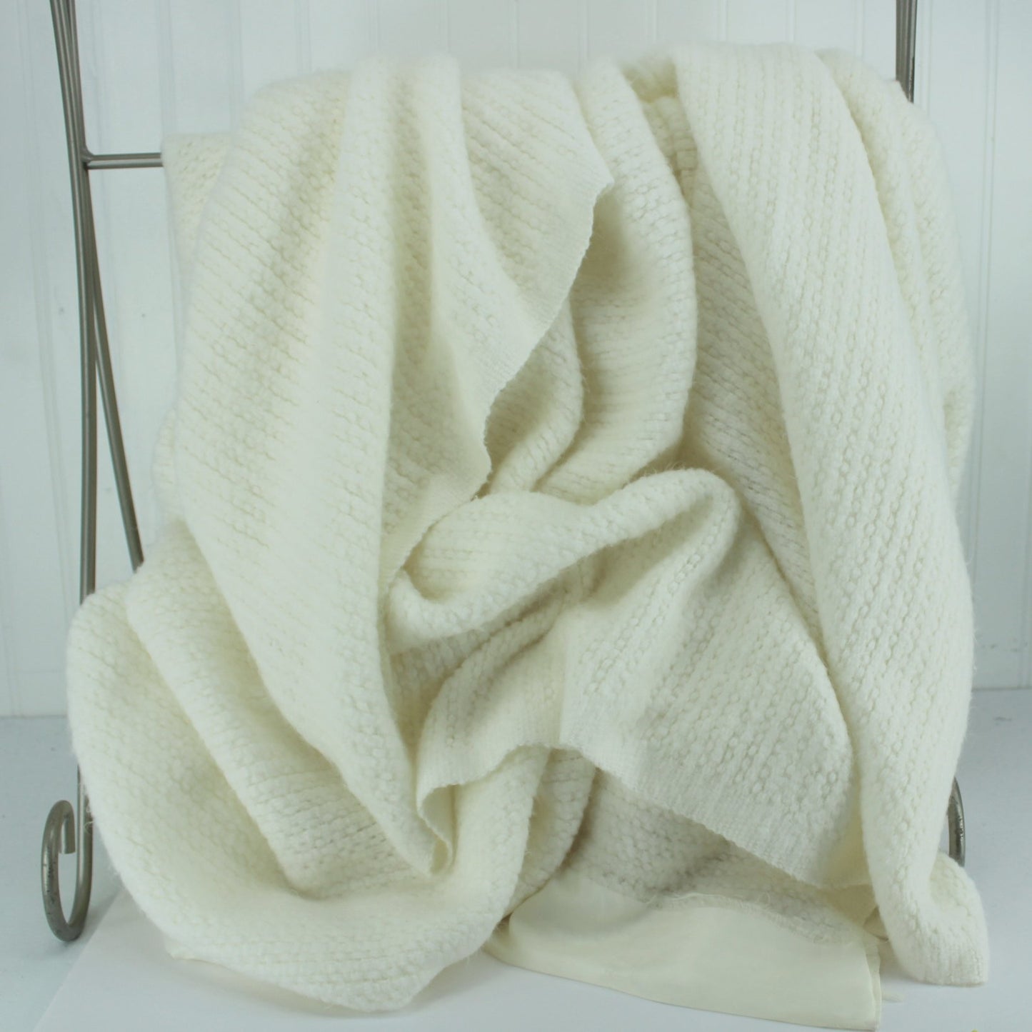 White Acrylic Poly Blanket Thermal Weave 66" X 90" Extra Long