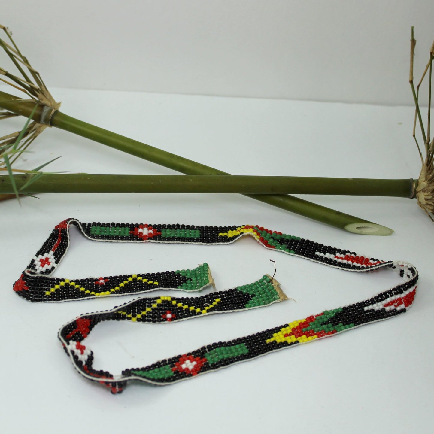 Estate Southwest Native Beaded Thunderbird Necklace Hat 26" Vintage