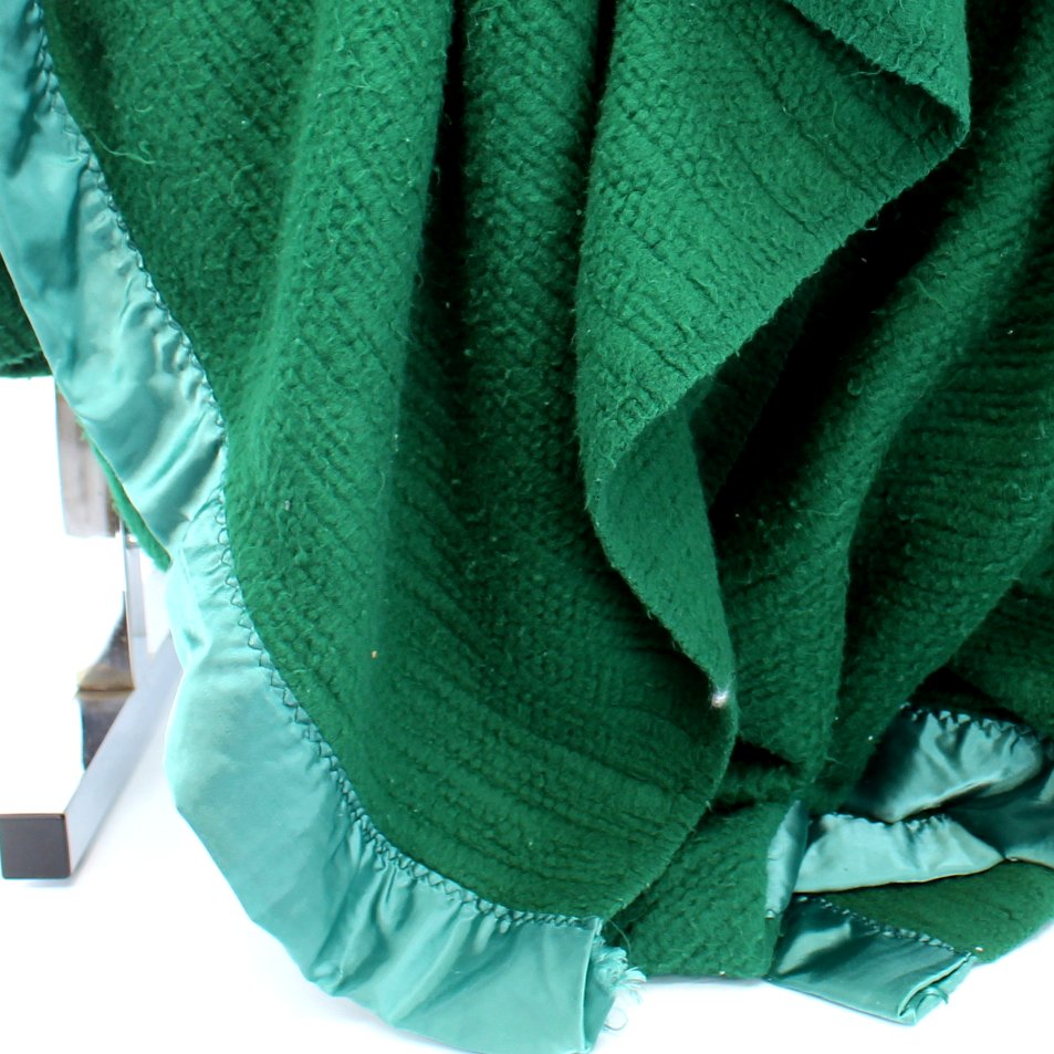 Thermal Acrylic Blanket Forest Green Special Price closeup view fiber