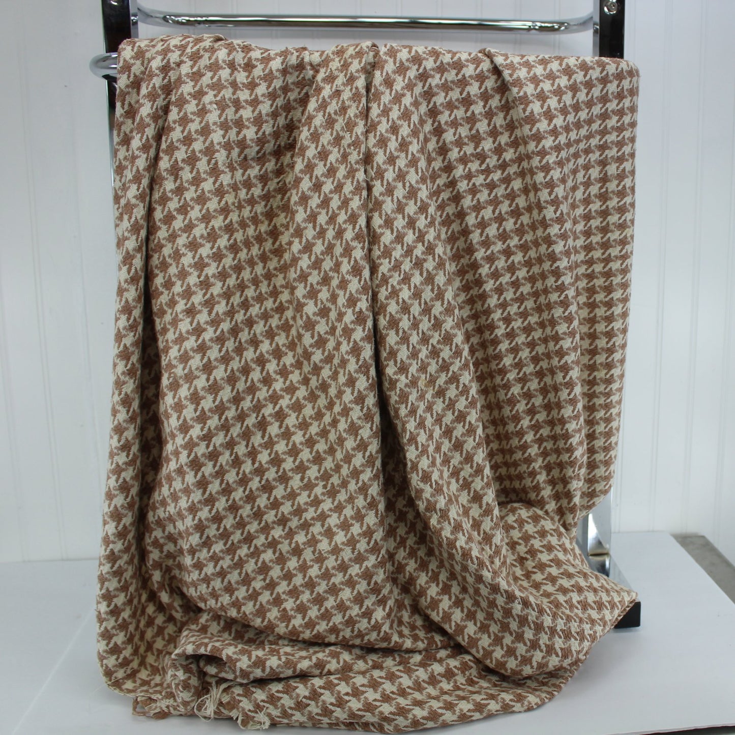 Ivory Cocoa Hounds-tooth Elegant Fabric 2 1/2 Yards X 44" DIY Sewing fabric has nice drape soft fluid