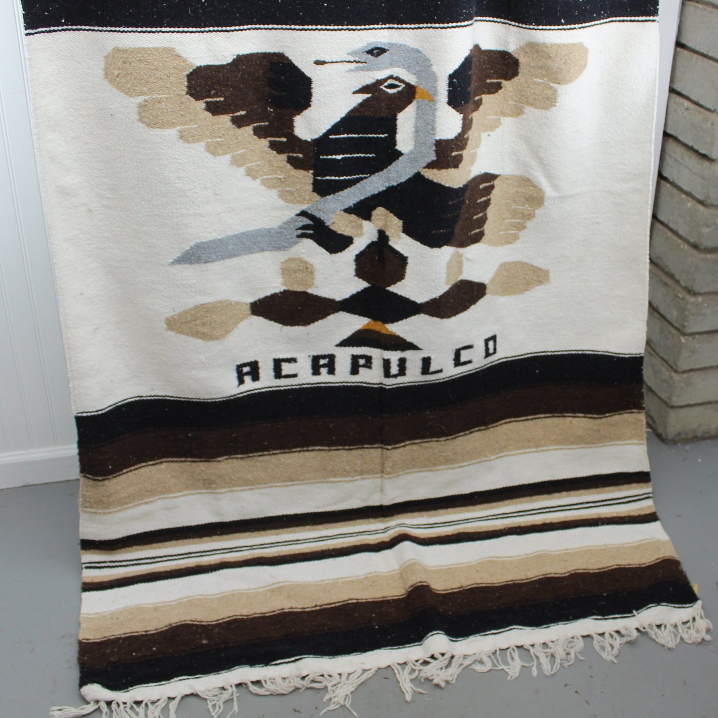 Souvenir Acapulco Cotton Rug Bed Cover 47" X 82" bottom edge of rug bed cover