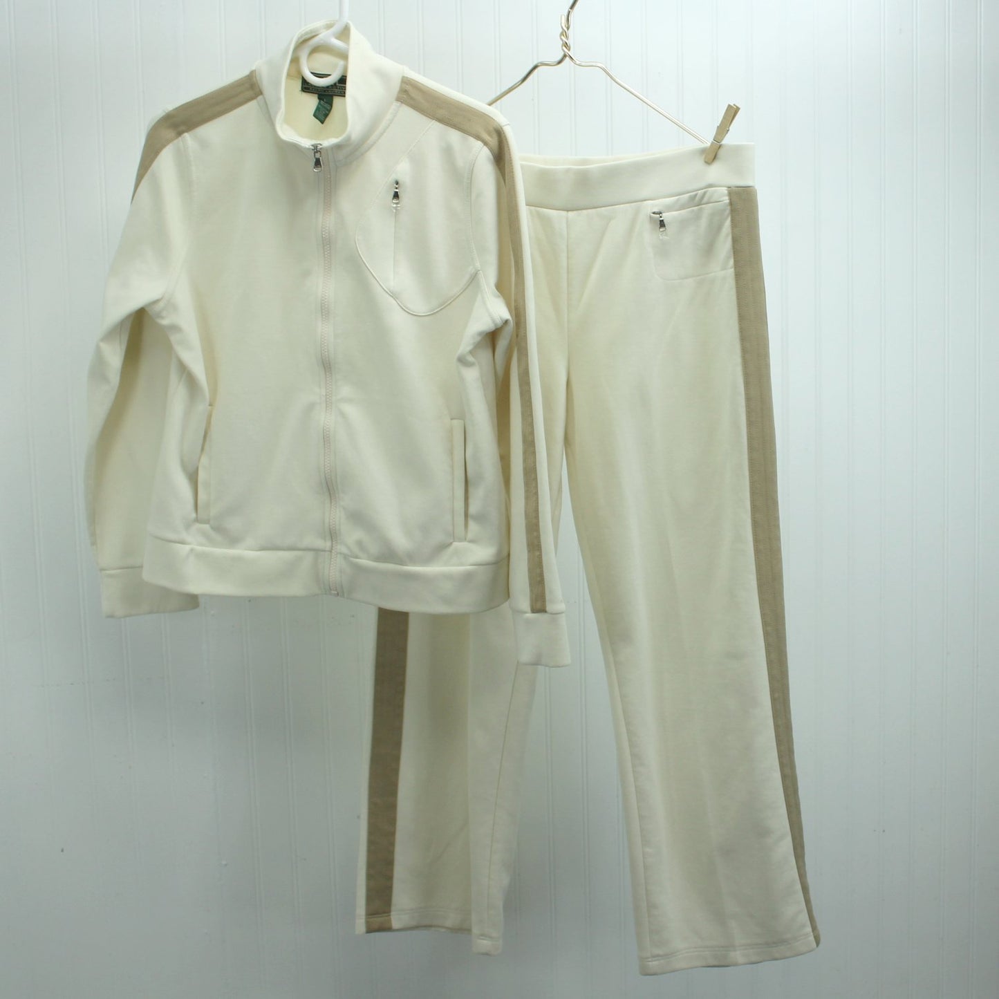 RL Ralph Lauren Active Pants Suit Casual Jogger Cream Tan Nice Detail serate photo