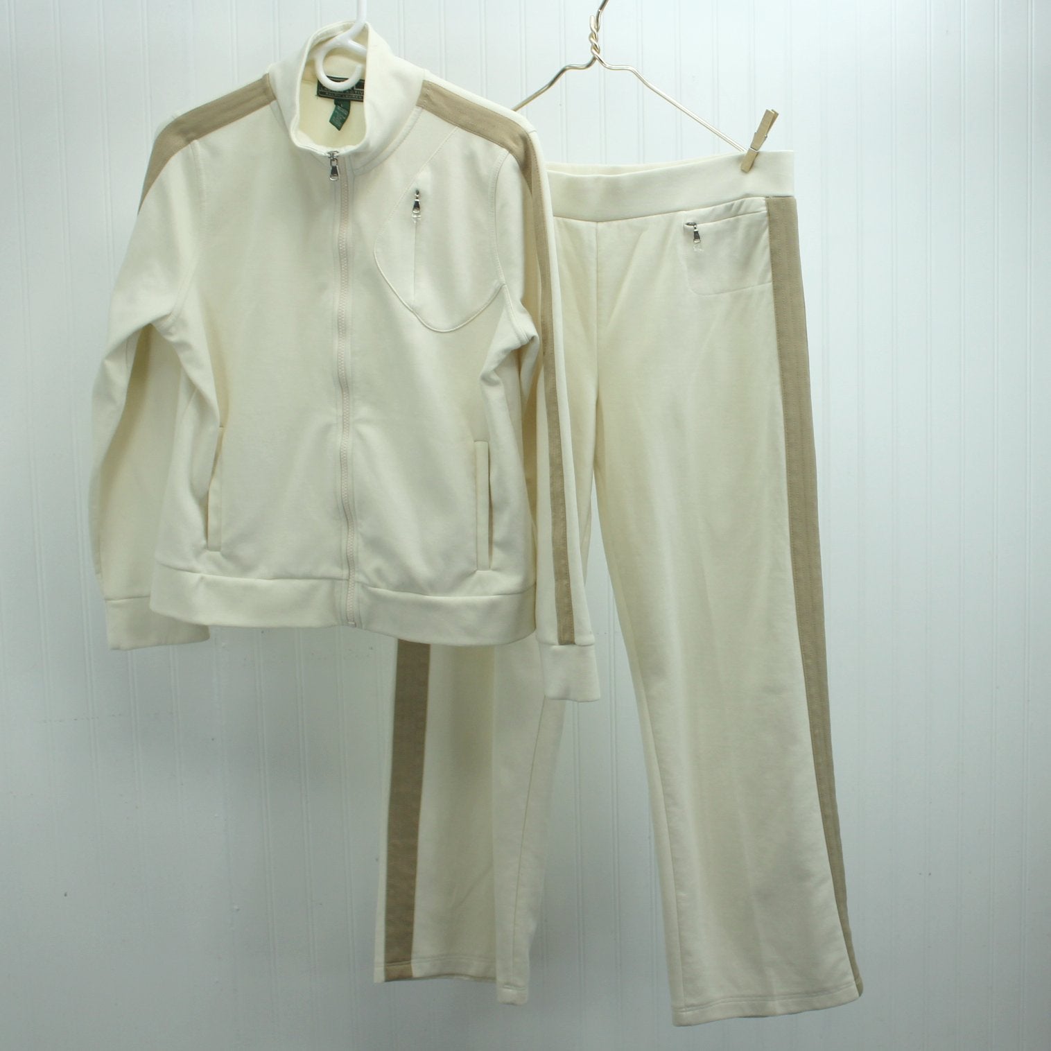 RL Ralph Lauren Active Pants Suit Casual Jogger Cream Tan Nice Detail serate photo