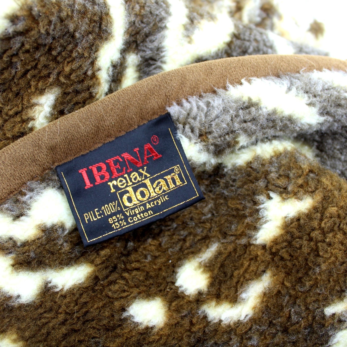Ibena Blanket Reversible Dolan Plush Tiger 54" X 72" W Germany Excellent ribbbon label