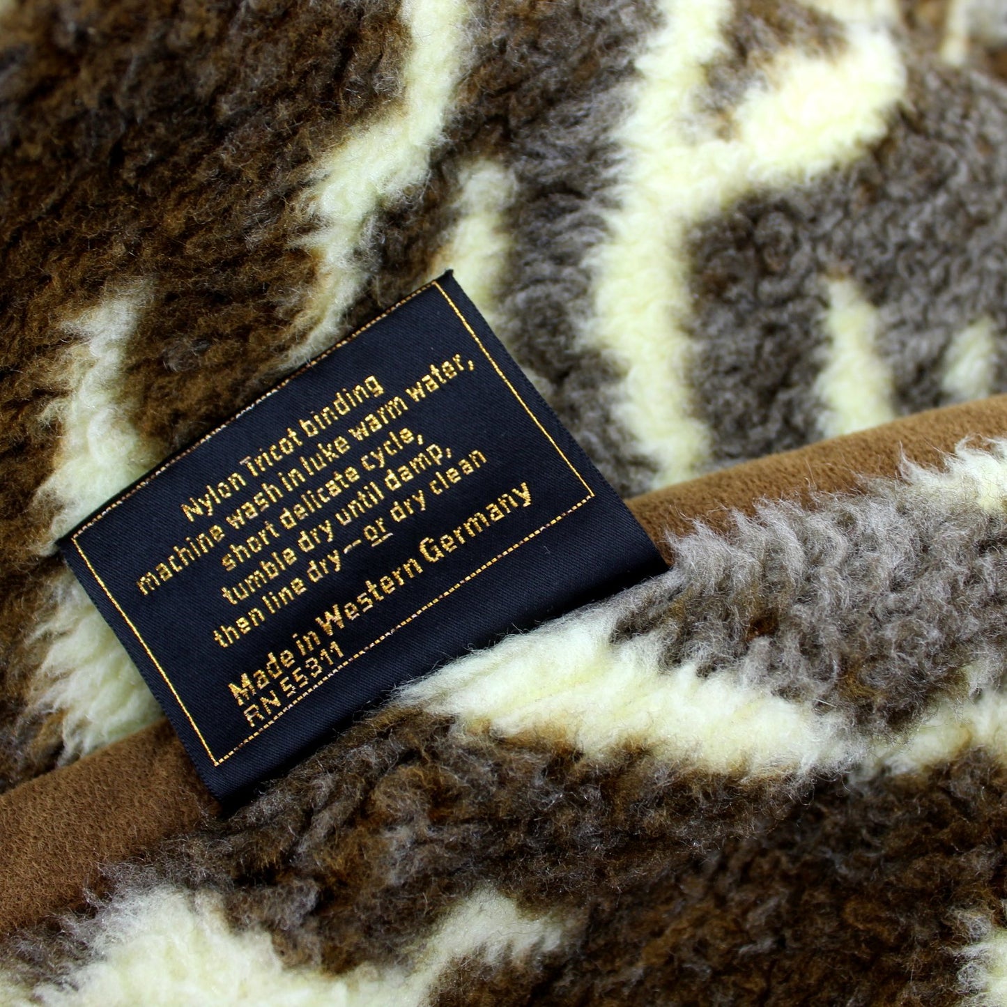 Ibena Blanket Reversible Dolan Plush Tiger 54" X 72" W Germany Excellent care instructions