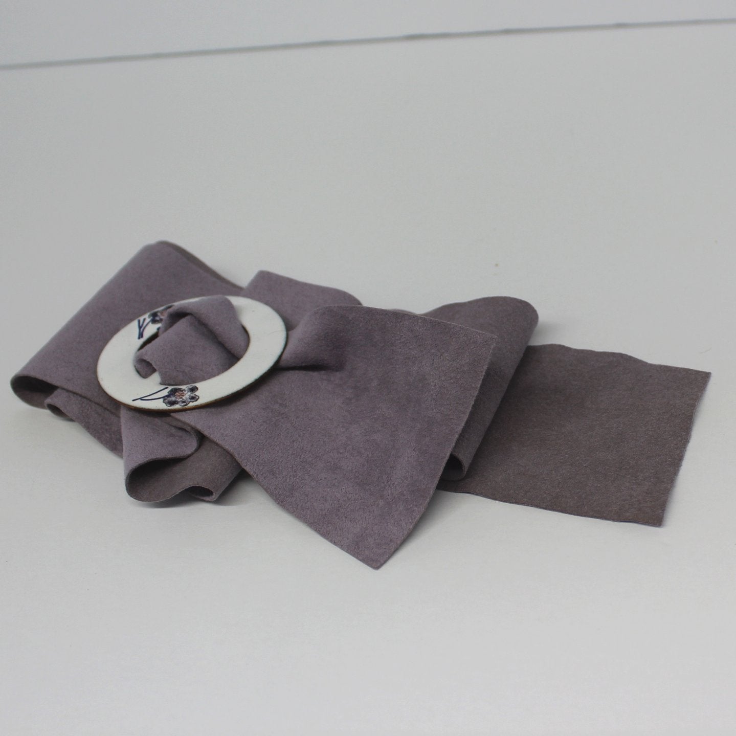 Enamel Hand Made Buckle Flowers Lavender Ultra Suede Belt