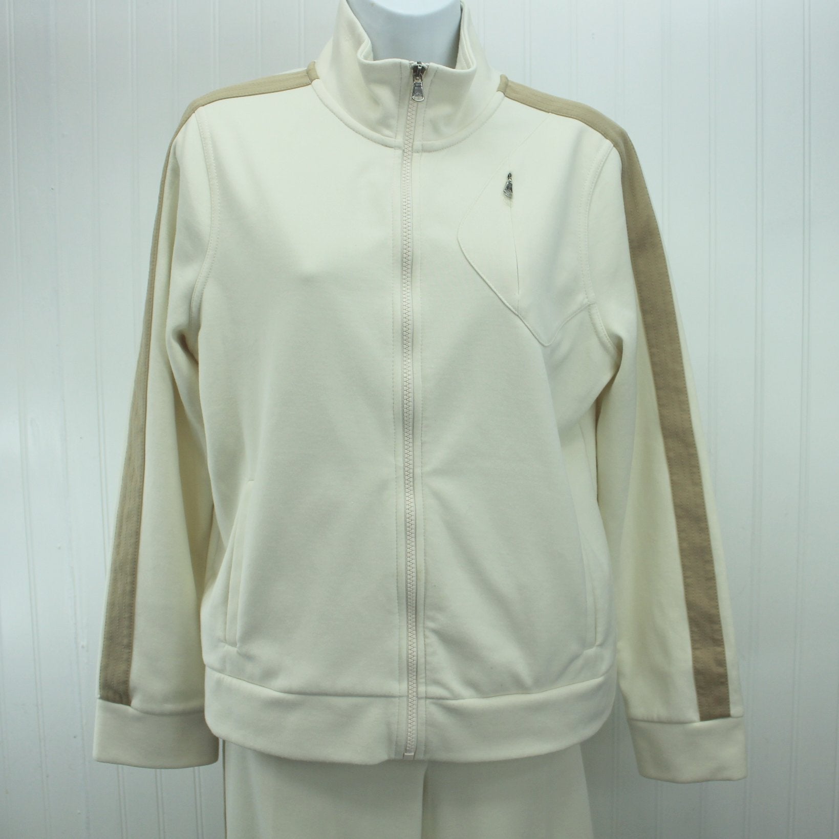 RL Ralph Lauren Active Pants Suit Casual Jogger Cream Tan Nice Detail front view jacket