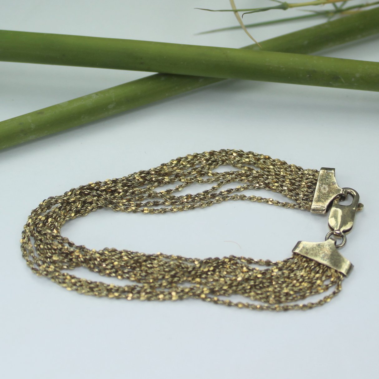 Sparkling Bracelet 10 Fine Chain 925 Vermeil Gold Wash Italy Vintage unusual design heavyweight closure