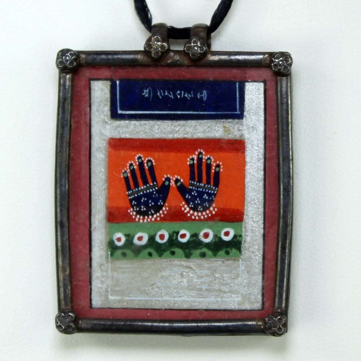 Lotus Hands Lord Vishnu Pendant Necklace Artisan closeup detail
