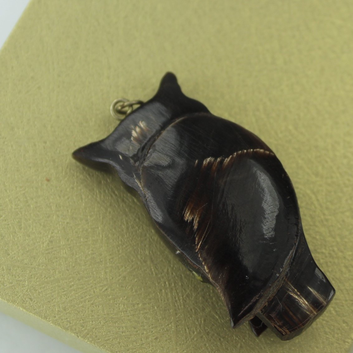 Artisan Made Pendant Necklace Owl Hinged Opening Scent Treasure Inspiration Holder back of owl pendant