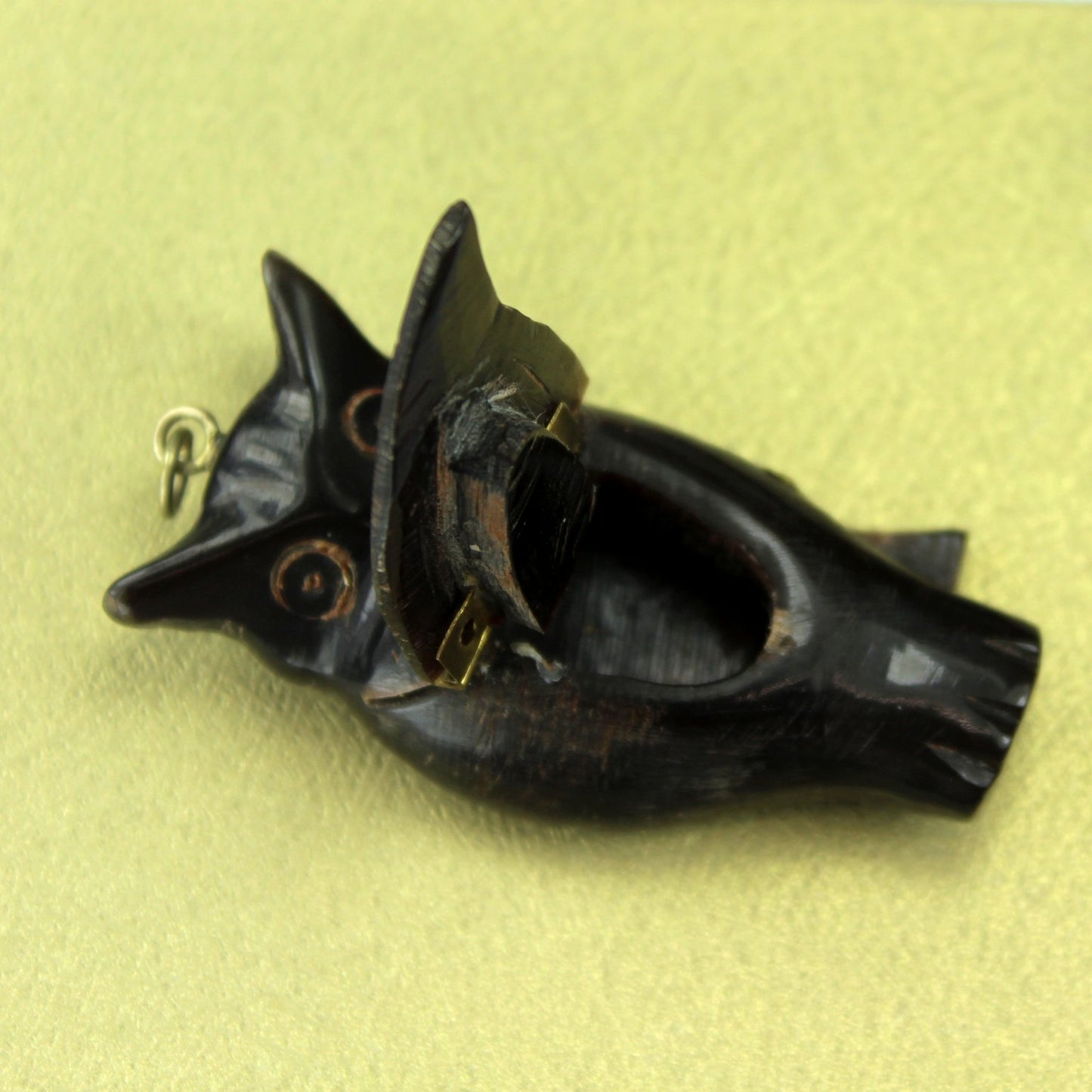 Artisan Made Pendant Necklace Owl Hinged Opening Scent Treasure Inspiration Holder open view