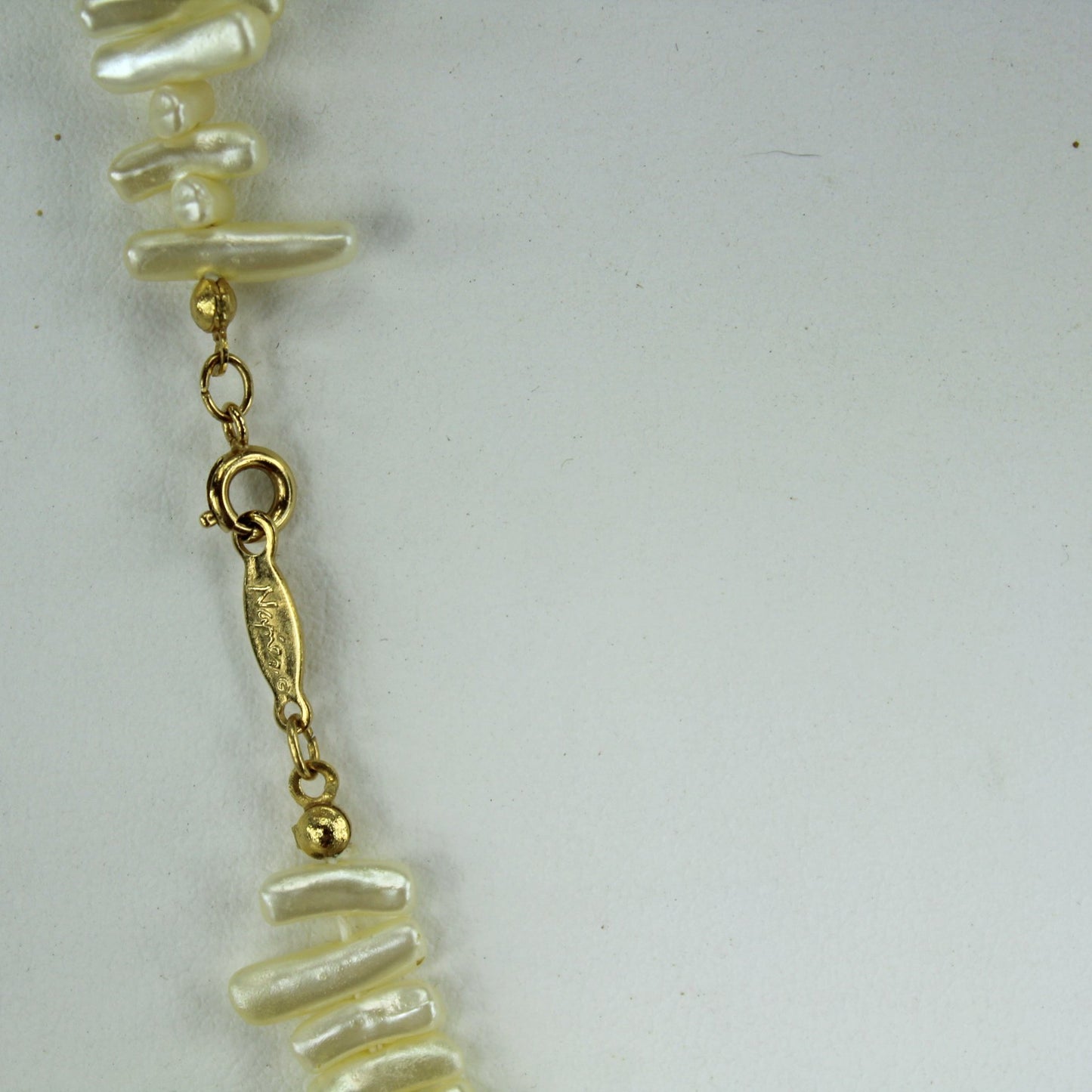 Napier Vintage Faux Pearl White Coral Necklace Designer Signed Eco Friendly closure signed